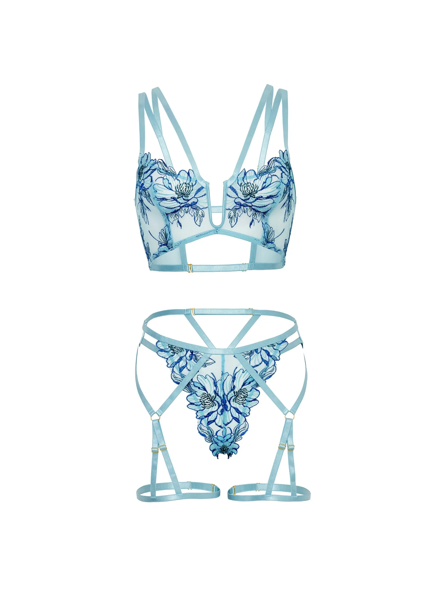 Emilia besticktes Träger-BH-Set