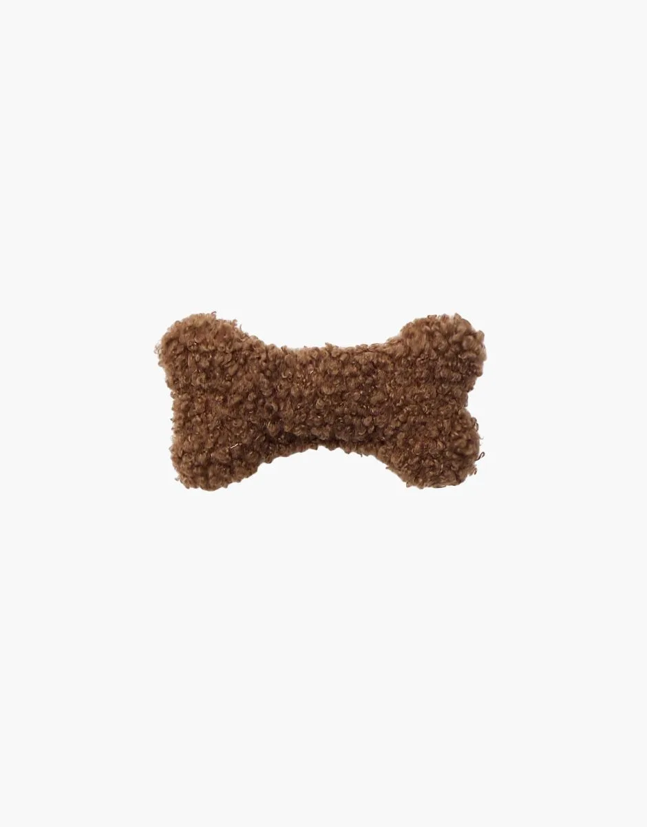 Os pour chien en peluche en bouclette marron