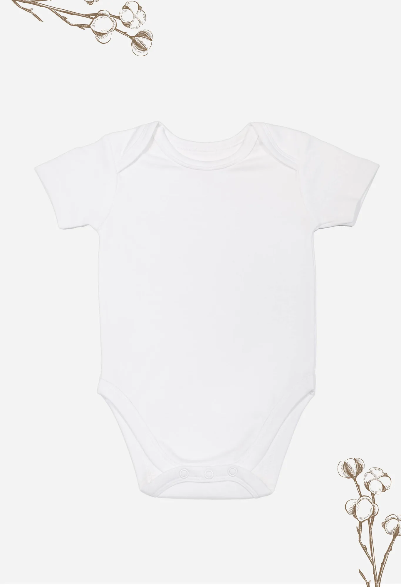 100% Organic Cotton Short Sleeve Baby Bodysuit - Classic White