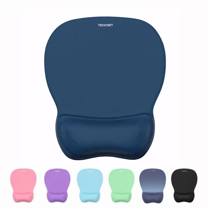 Alfombrilla de Ratón de Gel TECKNET BASICS con Reposamuñecas, Almohadilla Ergonómica de Oficina con Soporte para Muñeca, Superficie Antideslizante y Lisa, Tapete de Escritorio Cómo