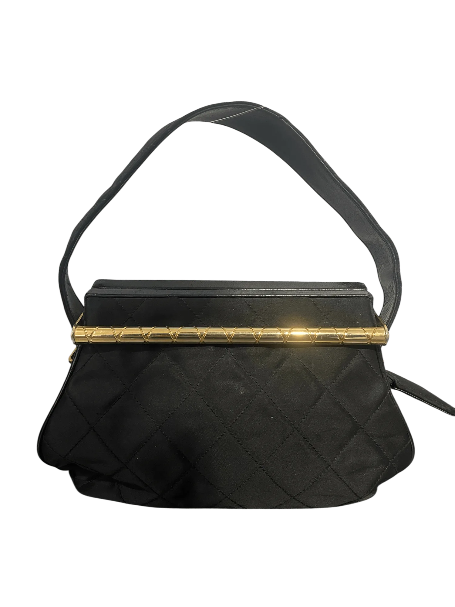 CHANEL/Hand Bag/Cotton/BLK/MATTELASSE GOLD HARDWARE