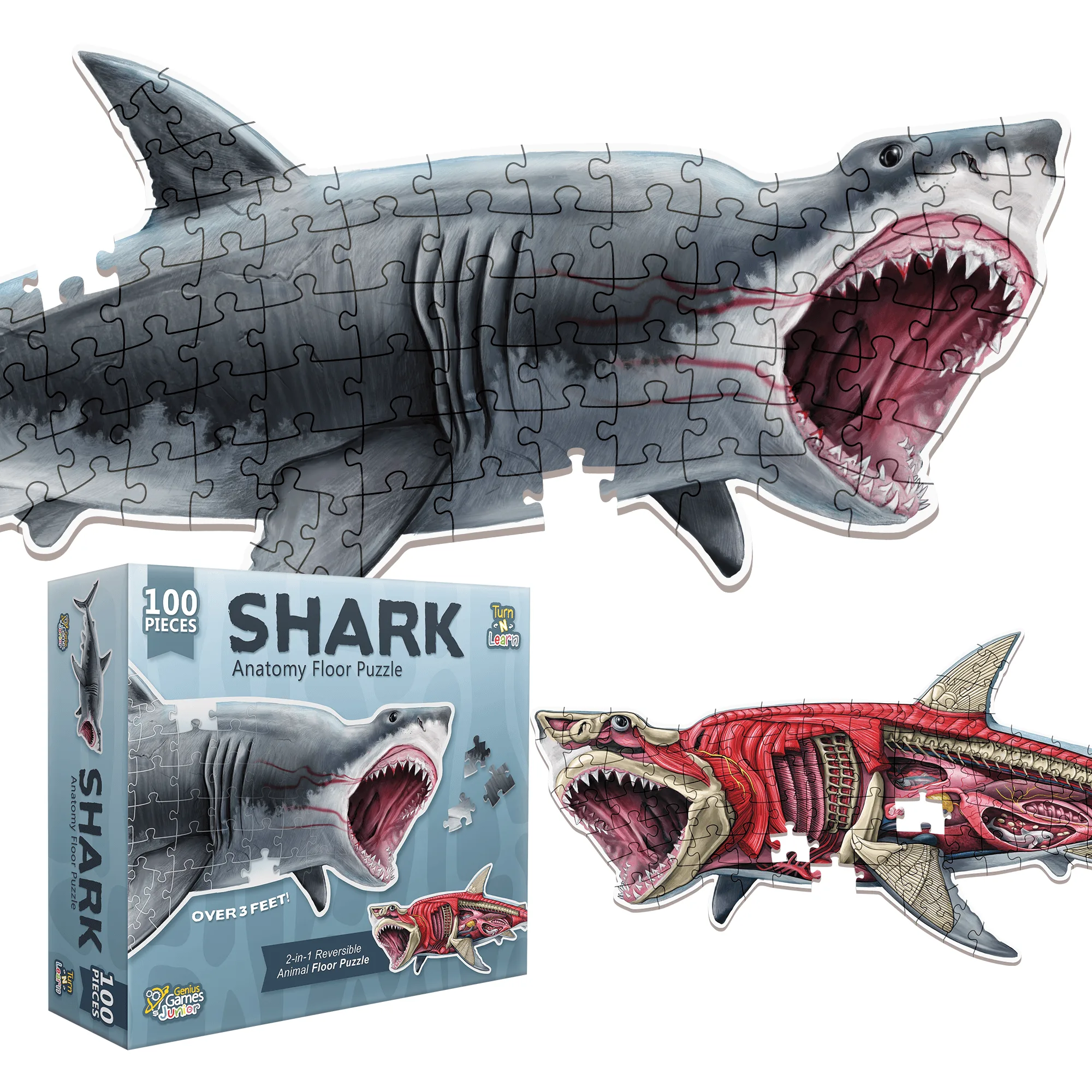 Shark Jigsaw Puzzle - 4FT Double Sided Floor Puzzle