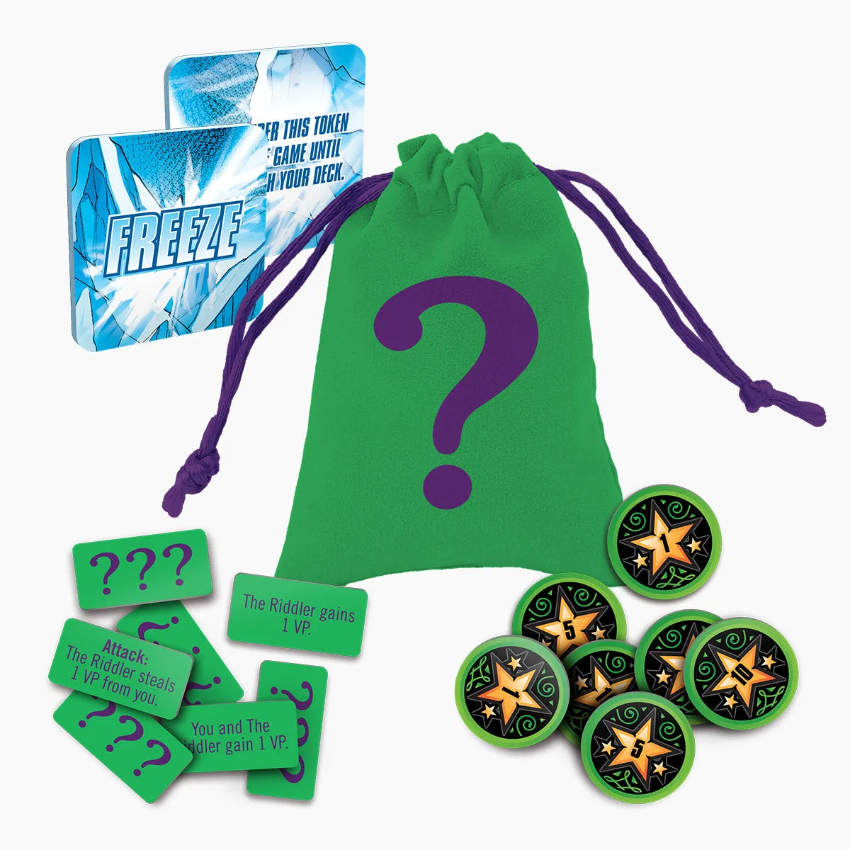 DC Deck-Building Game: Arkham Asylum – Plastikmarker & Beutel