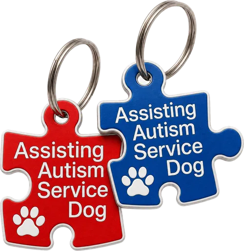 Autism Service Dog Puzzle Piece Identification Tag