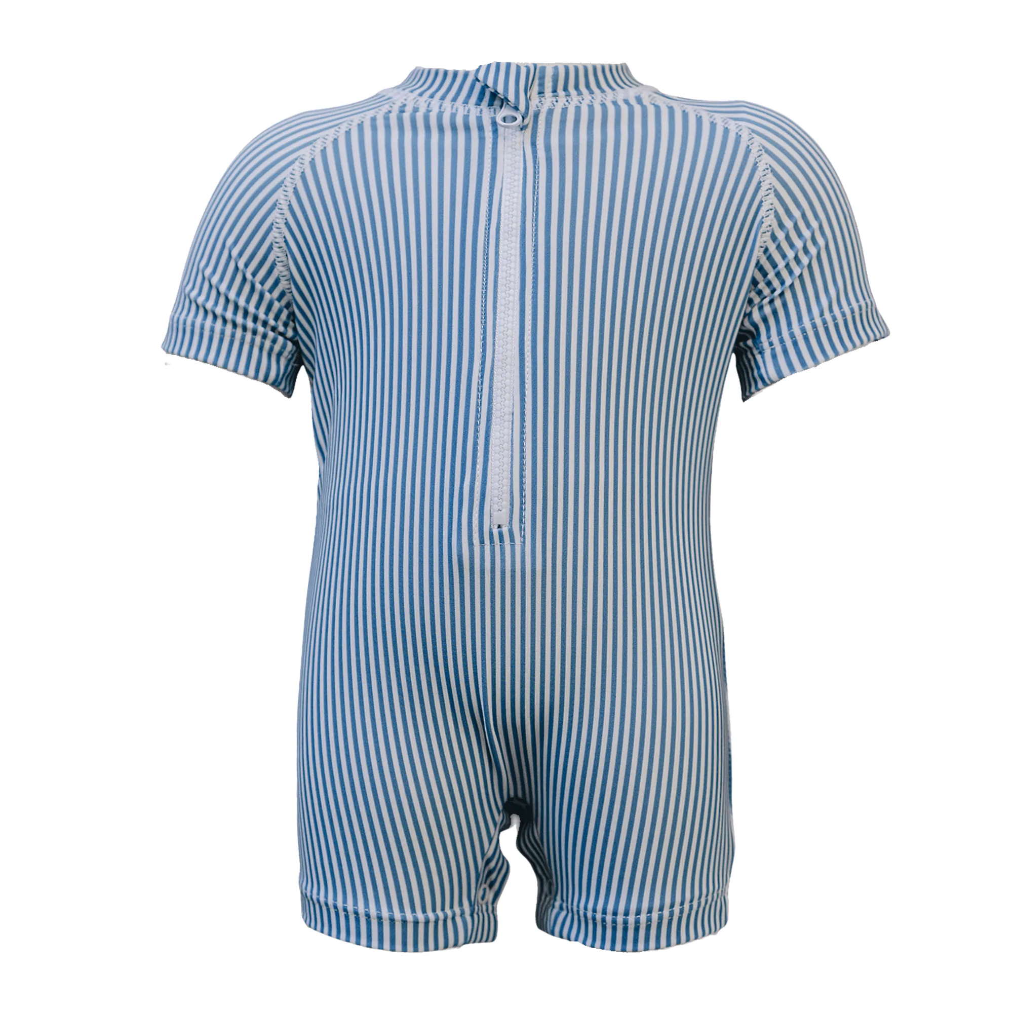 Blue Stripe Zipper Swimsuit