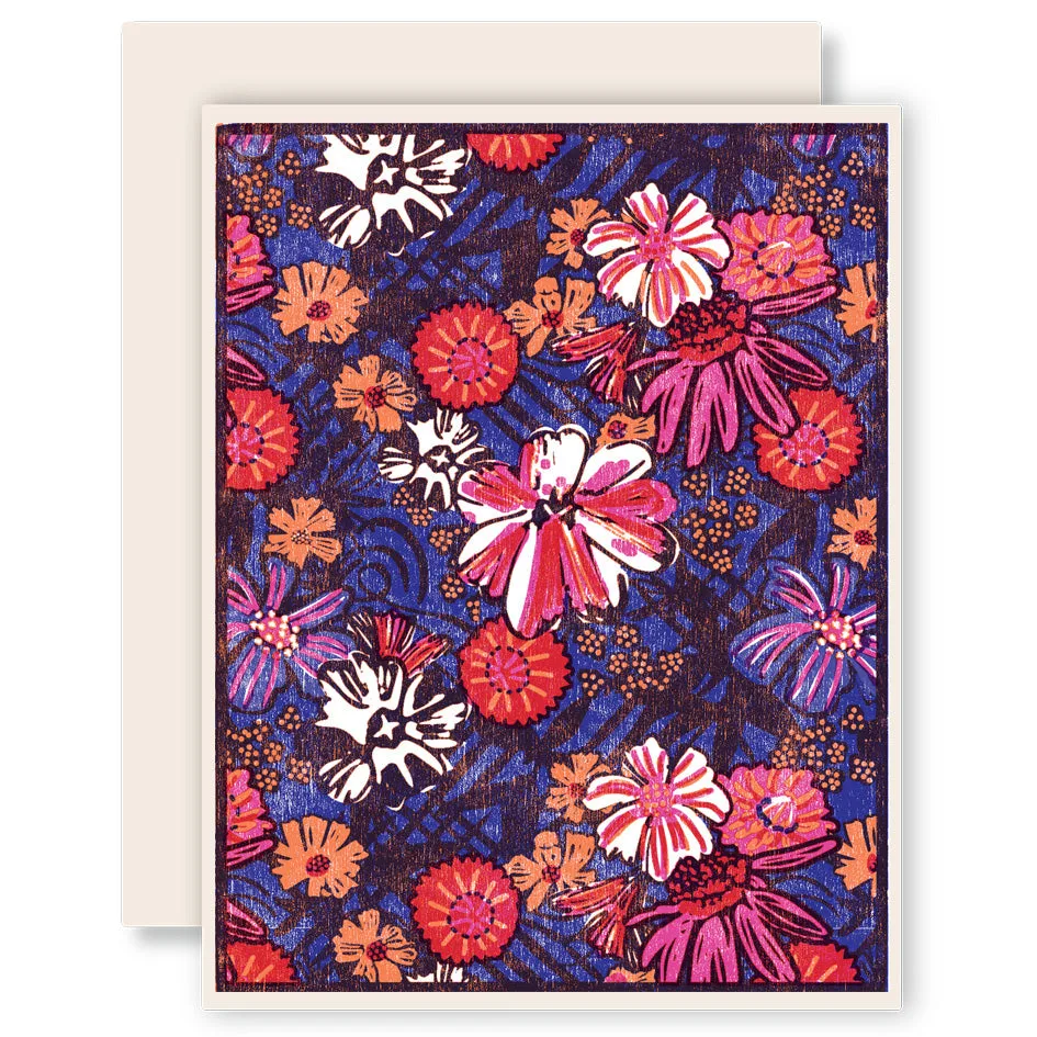 Blooming Trellis (Blue) Everyday Letterpress Card