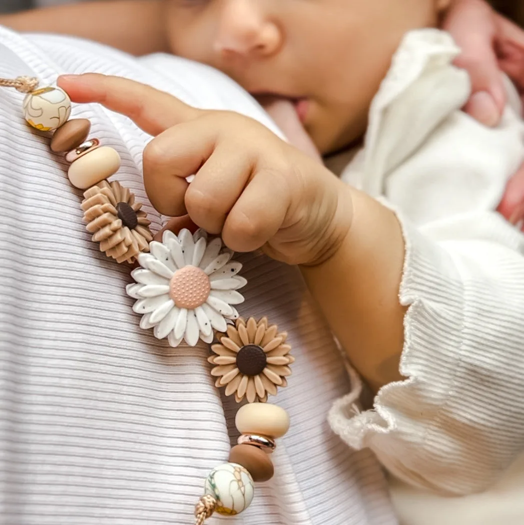 Breastfeeding & Teething Necklace - Daisy Chain Boho Sunflower