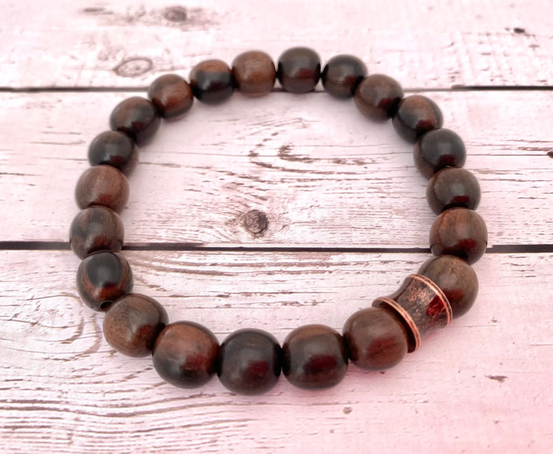 Heren Houten Armband - Tijger Ebbenhouten Armband - Aardse Accessoire voor Mannen - Natuurlijke Houten Armband - Aardende Armband — Lotus & Lava