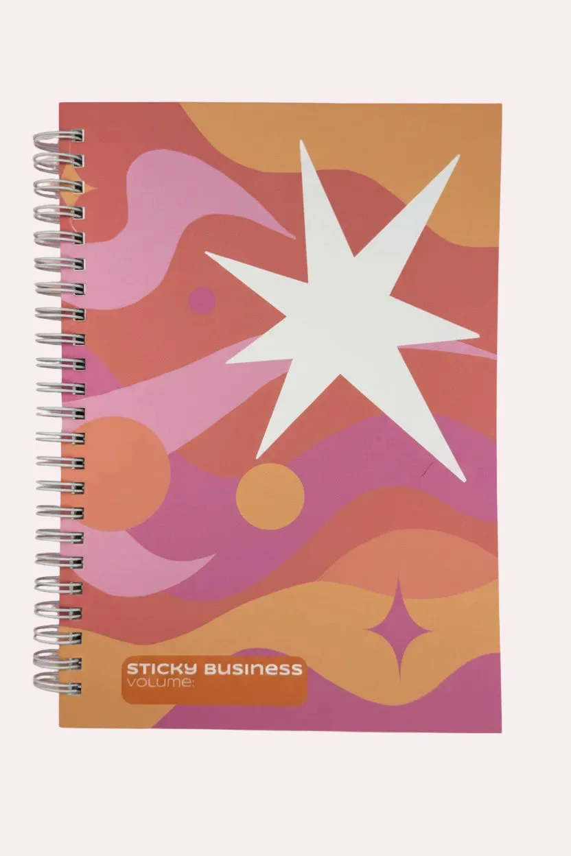 Sticky Business: Libro de pegatinas reutilizables rosa y naranja