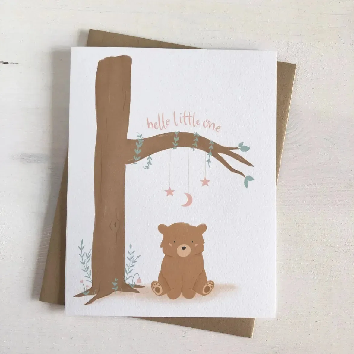 Fabled Forest - New Baby Greeting Card - Hello Little One (Bear)
