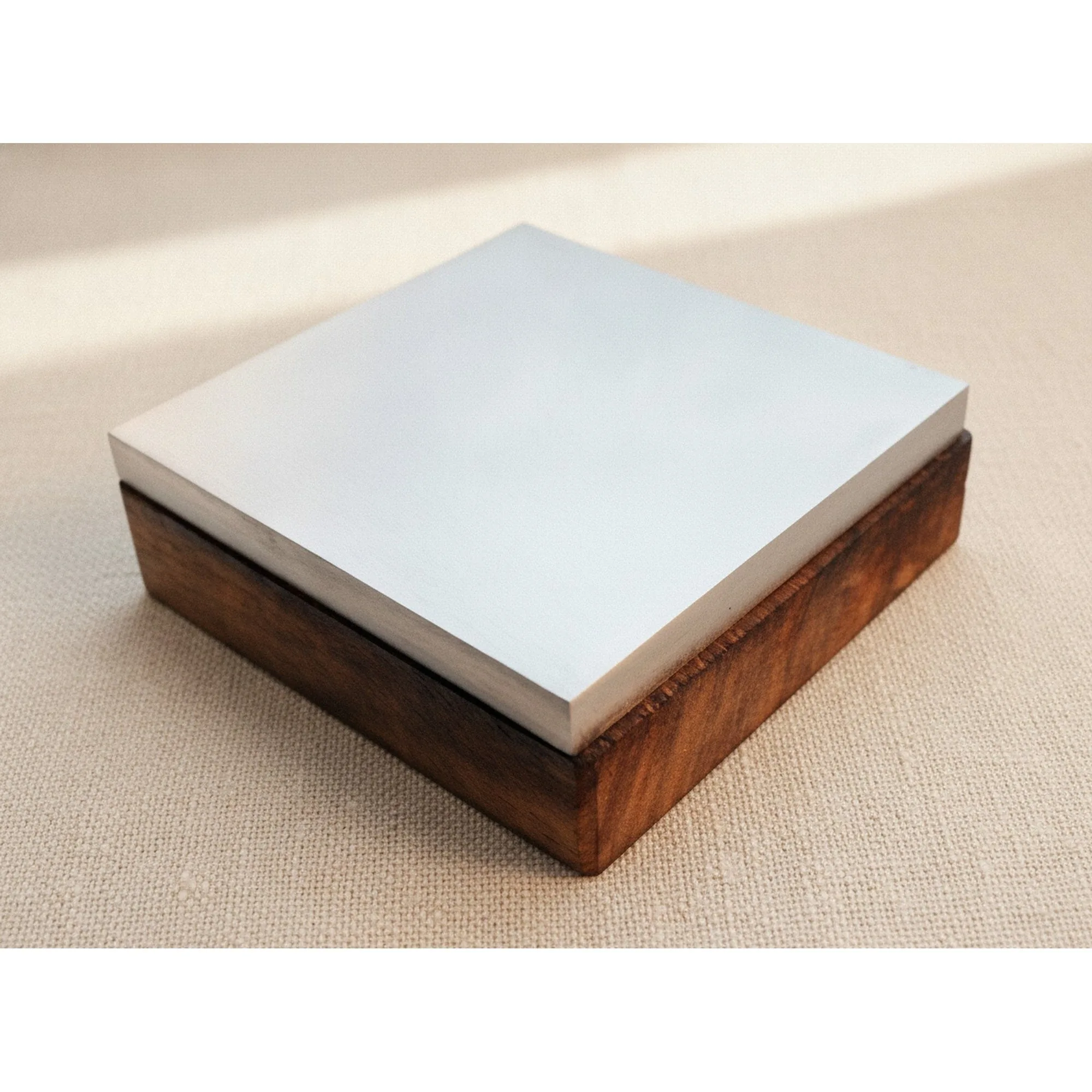 Riveting & Flattening Bench Block — Steel on Hardwood Base, 76 mm × 76 mm (3 × 3 inch)