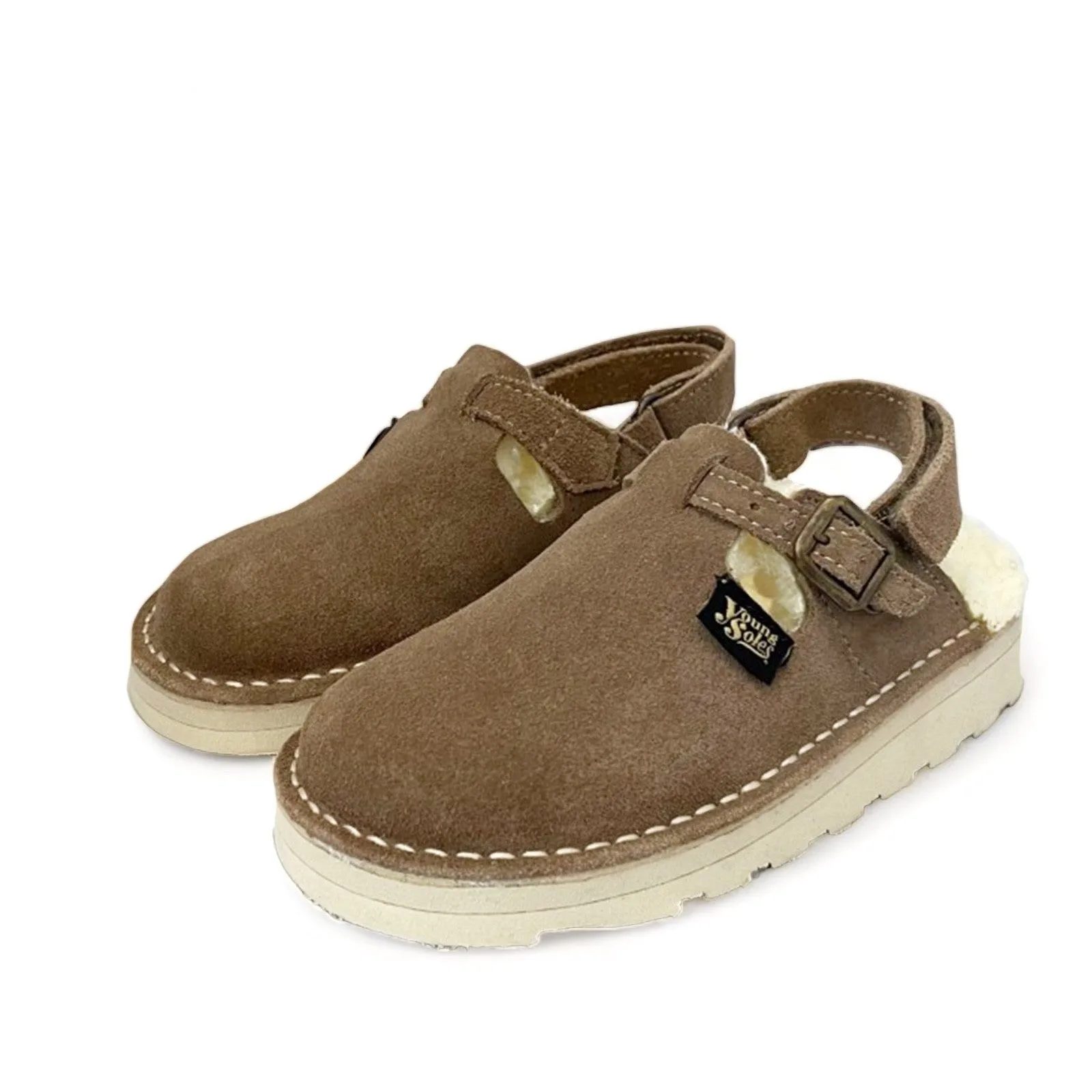 Heidi Kids Wool-Lined Clog - Stone Suede