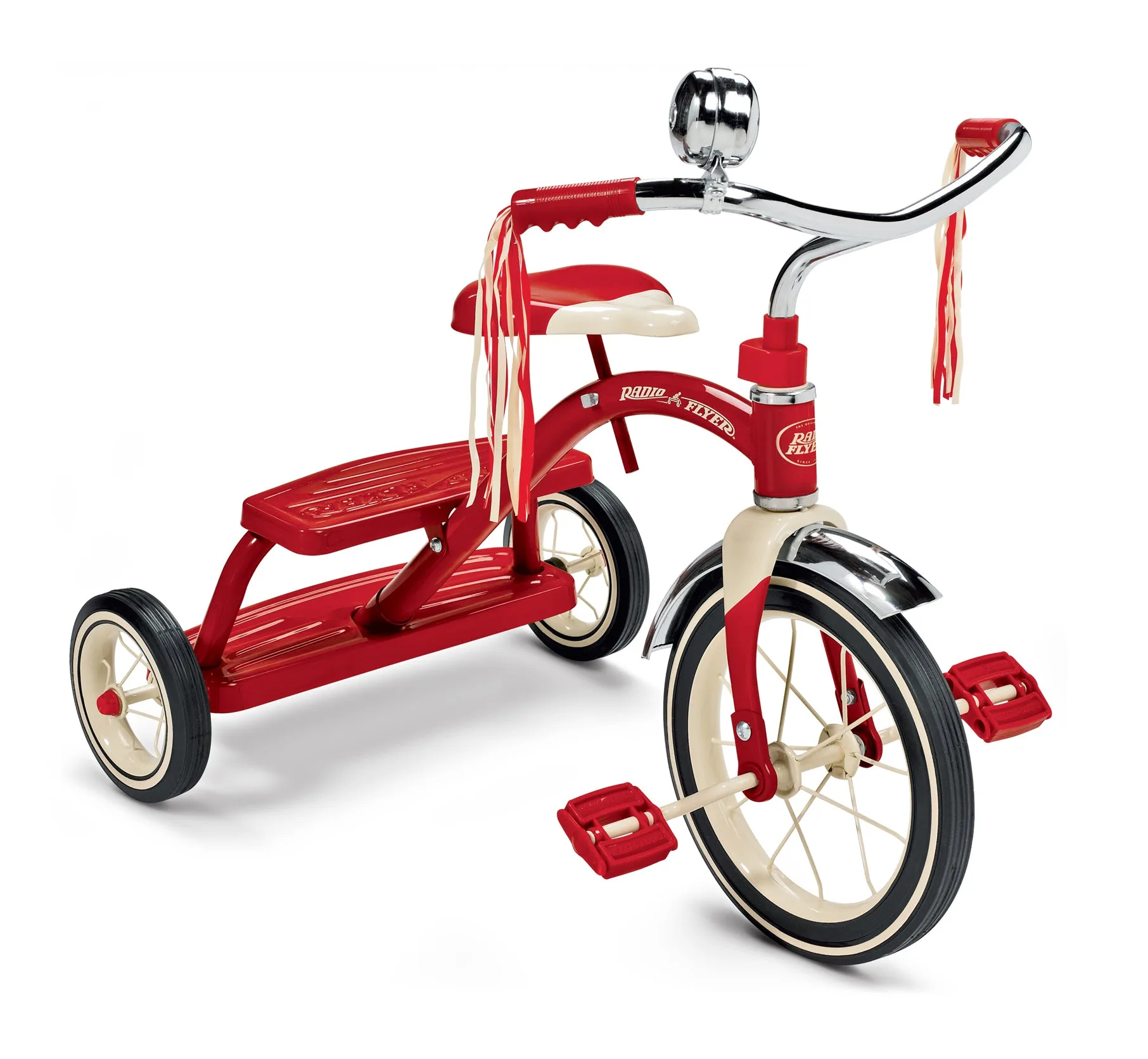 Triciclo rojo de doble cubierta clásico