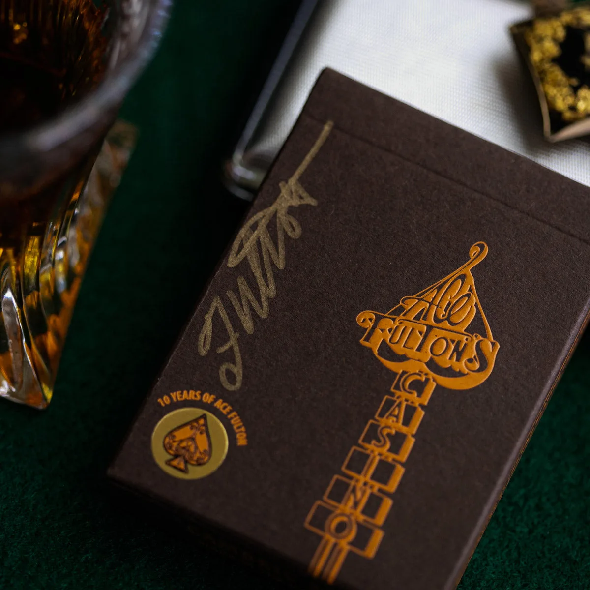 ACE FULTON'S 10 YEAR ANNIVERSARY TOBACCO BROWN PLAYING CARDS ARTIST PROOF SIGNED EDITION