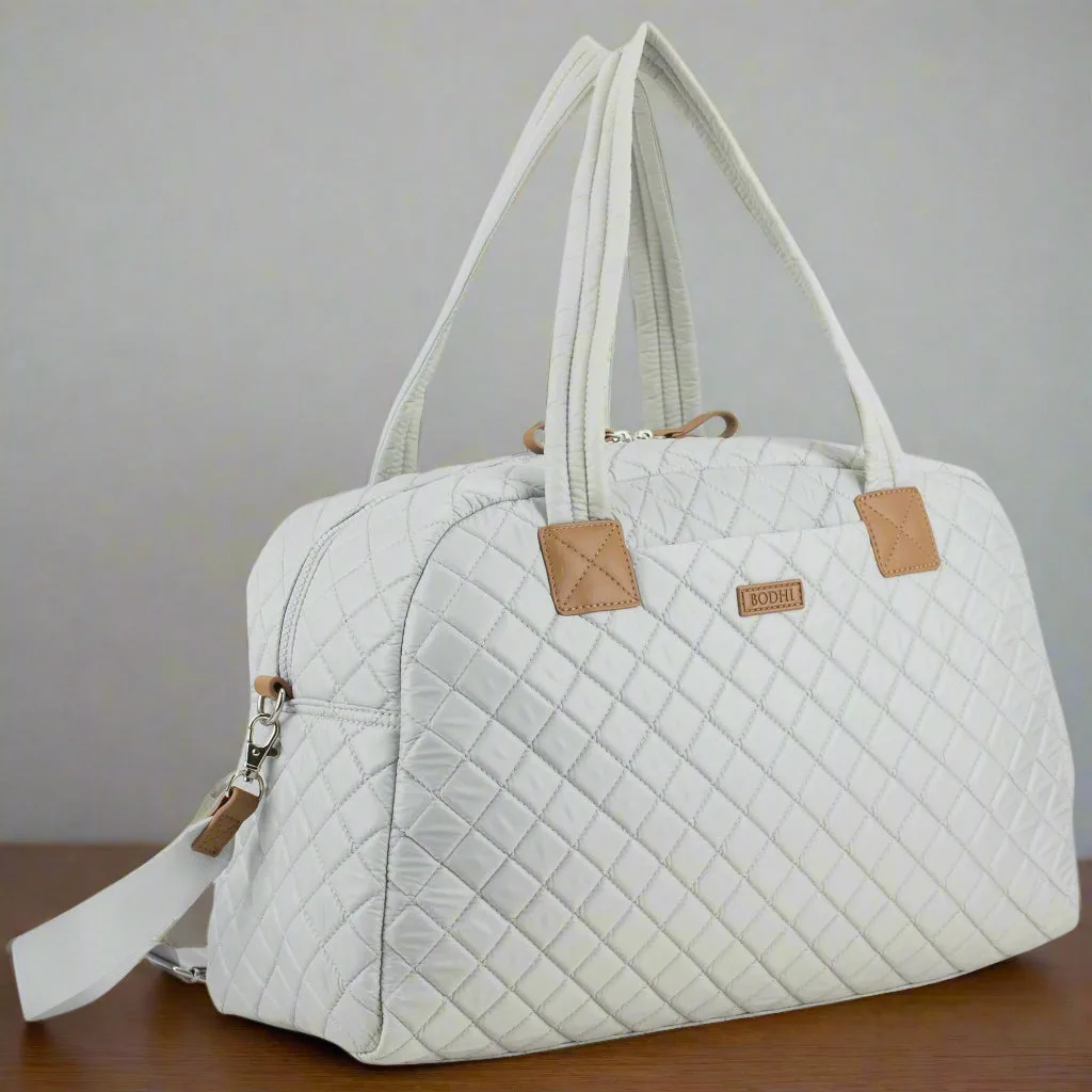 BODHI Quilted Luxe Weekender with Trolley Sleeve and Detachable Crossbody Strap