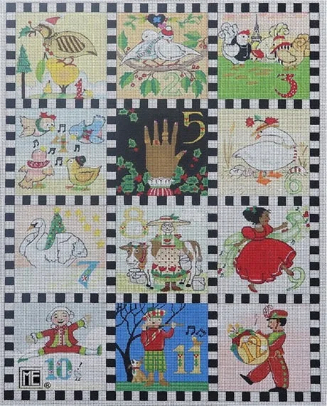 Needlepoint Canvas: 12 Days of Christmas