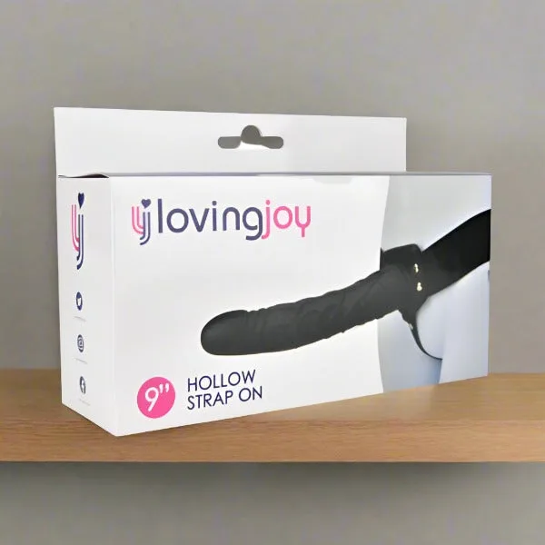 Loving Joy 9" Hollow Strap On - Black