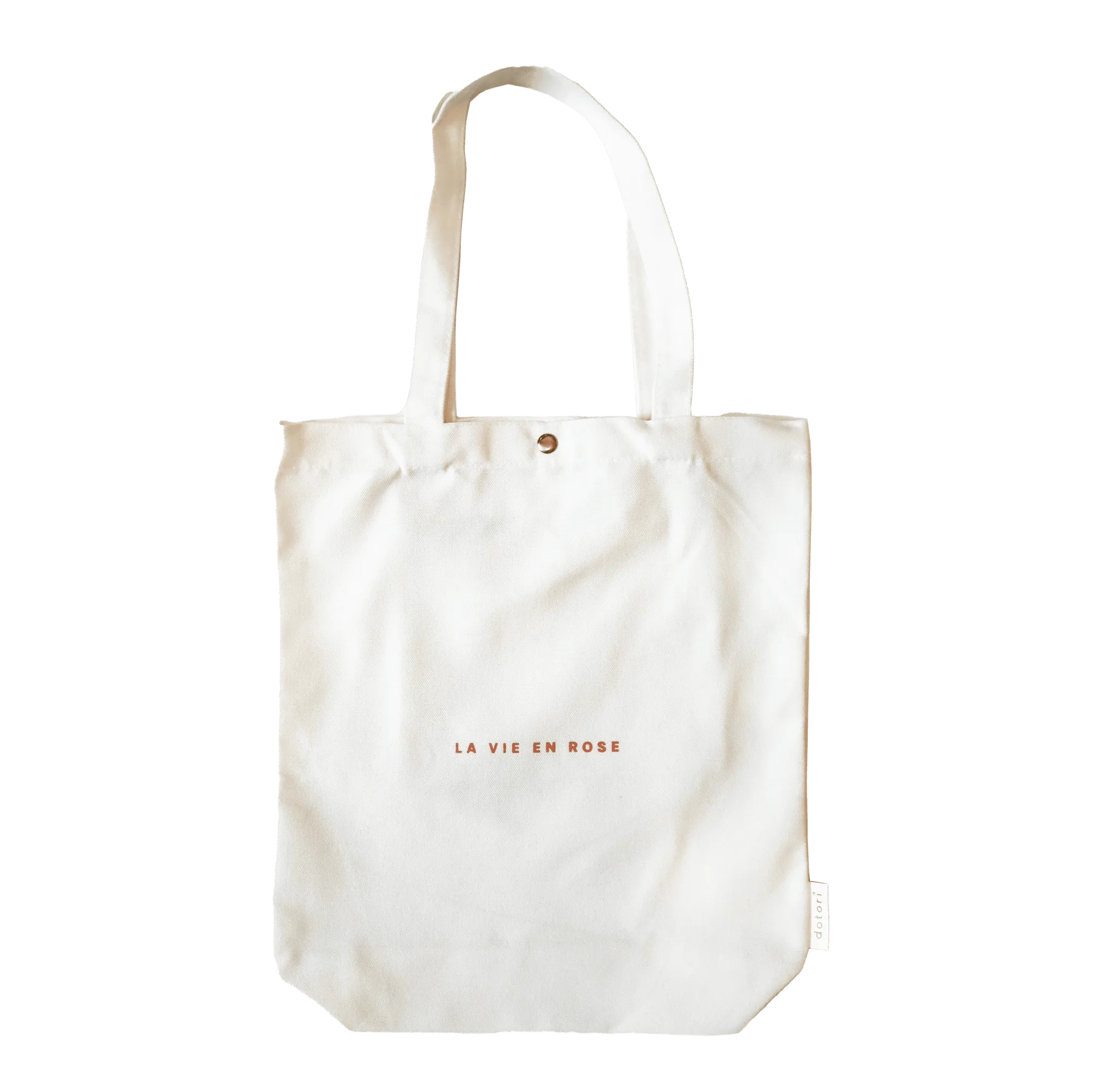 Borsa in tela La Vie en Rose con tasca (Bianco)