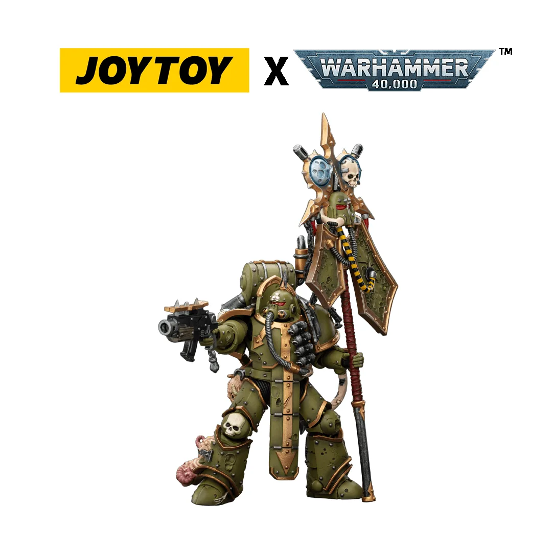 JoyToy Warhammer 40,000 Action Figure - Death Guard, Plague Marine Icon bearer with Boltgun and Plague Knife (1/18 Scale)