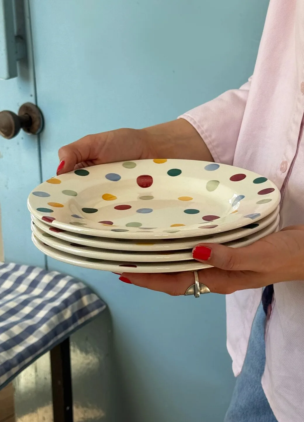 Polka Dot middagstallerken, 21,5 cm - Sett med 4