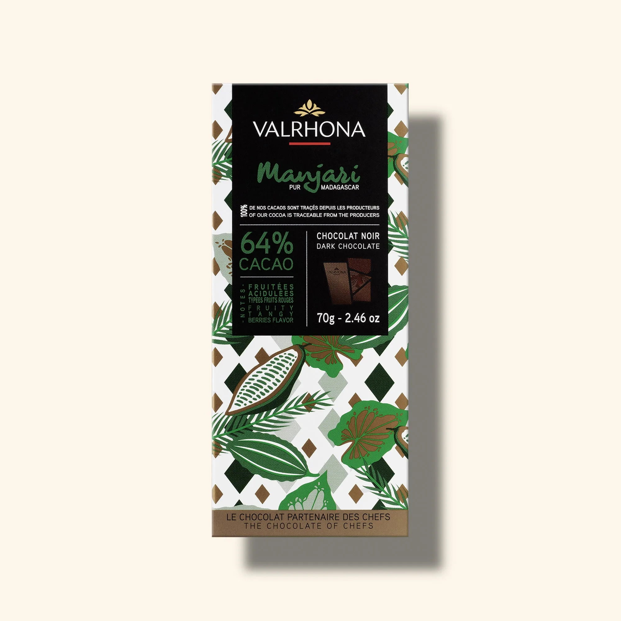 Hořká čokoládová tyčinka Manjari 64 % - 2,46 oz / 70 g