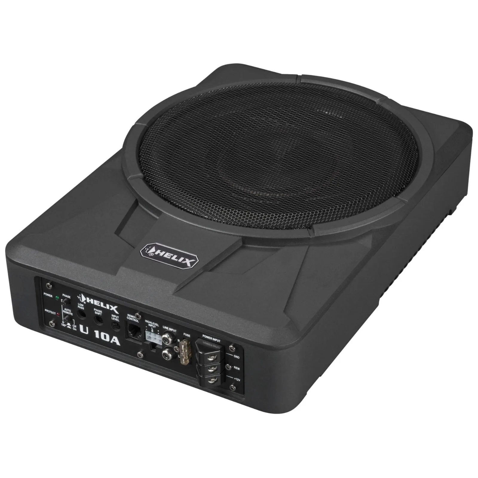 Helix U 10A 10-Zoll Unter-Sitz Aktivsubwoofer mit Bass-Fernbedienung