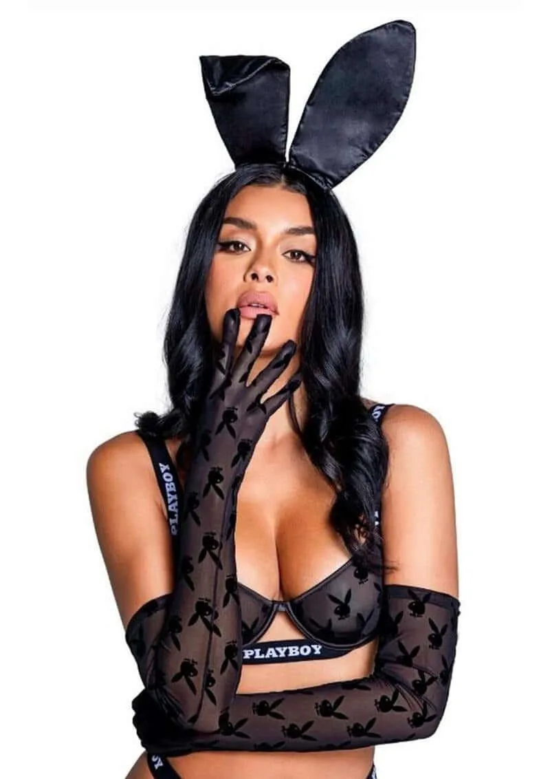 Playboy Bunny Noir Gloves One Size Black