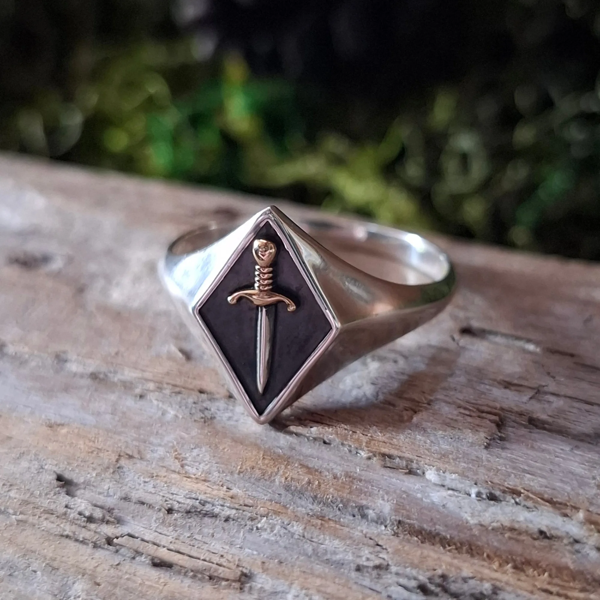 Sterling Silver Dagger Signet Ring