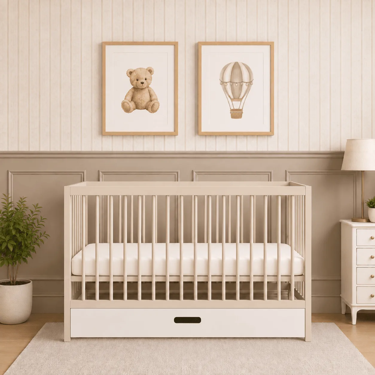Mini Cot Bed with Drawer - Cashmere (120x60)