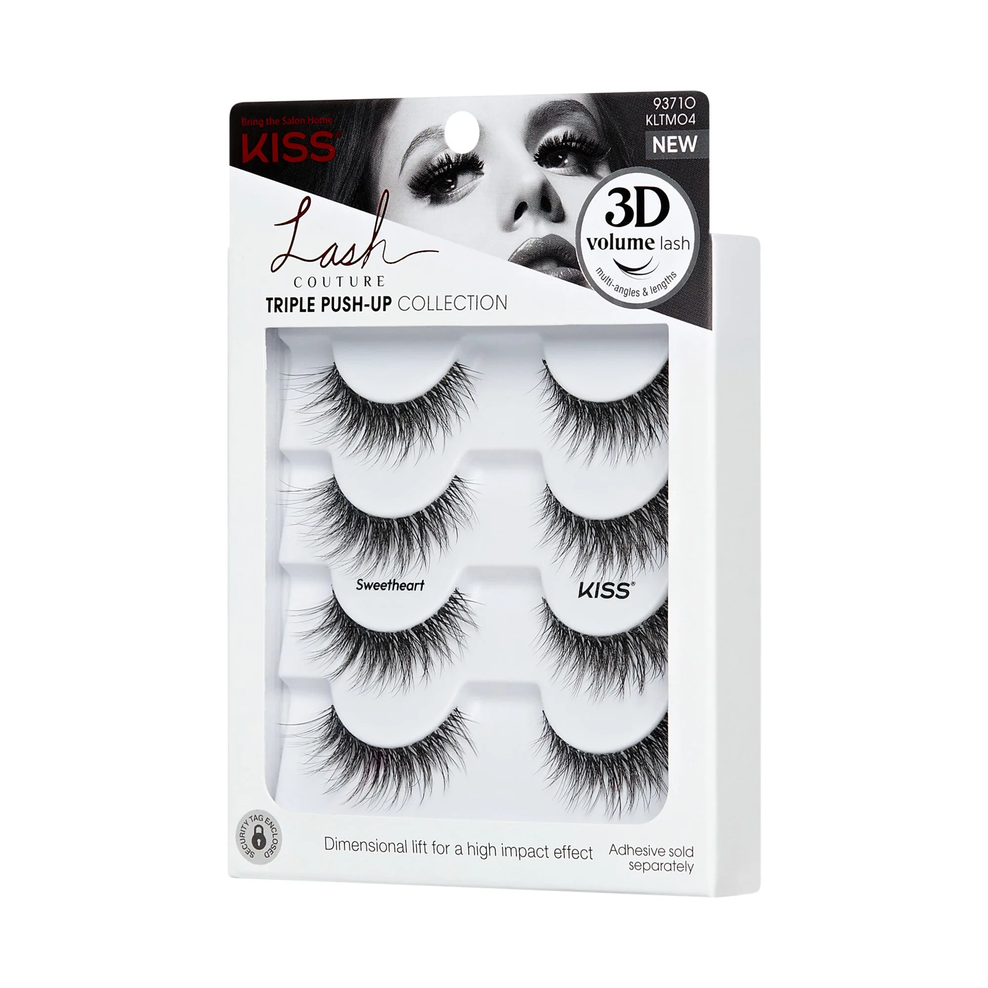 Kiss Lash Couture Triple Push-Up False Eyelashes - Sweetheart | 4 Pairs, Strip Lashes, 14mm