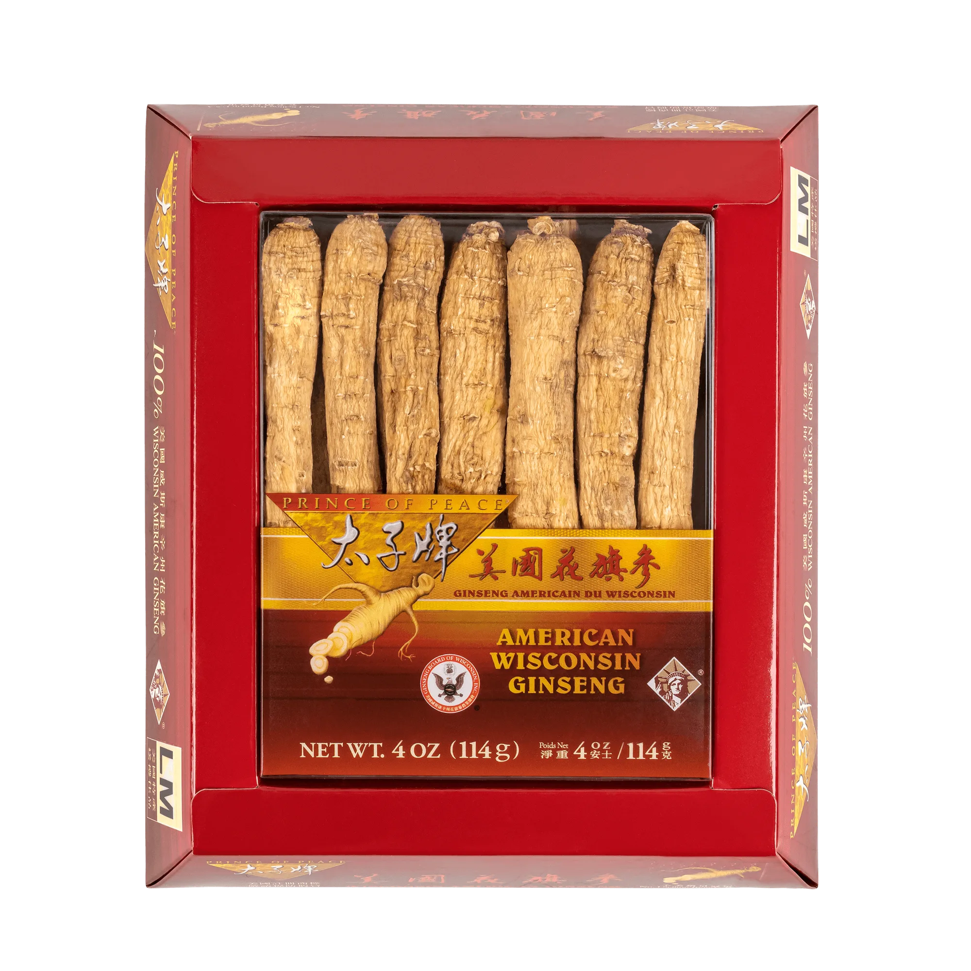 프린스 오브 피스 위스콘신 아메리칸 인삼 긴 중간 뿌리, 4oz