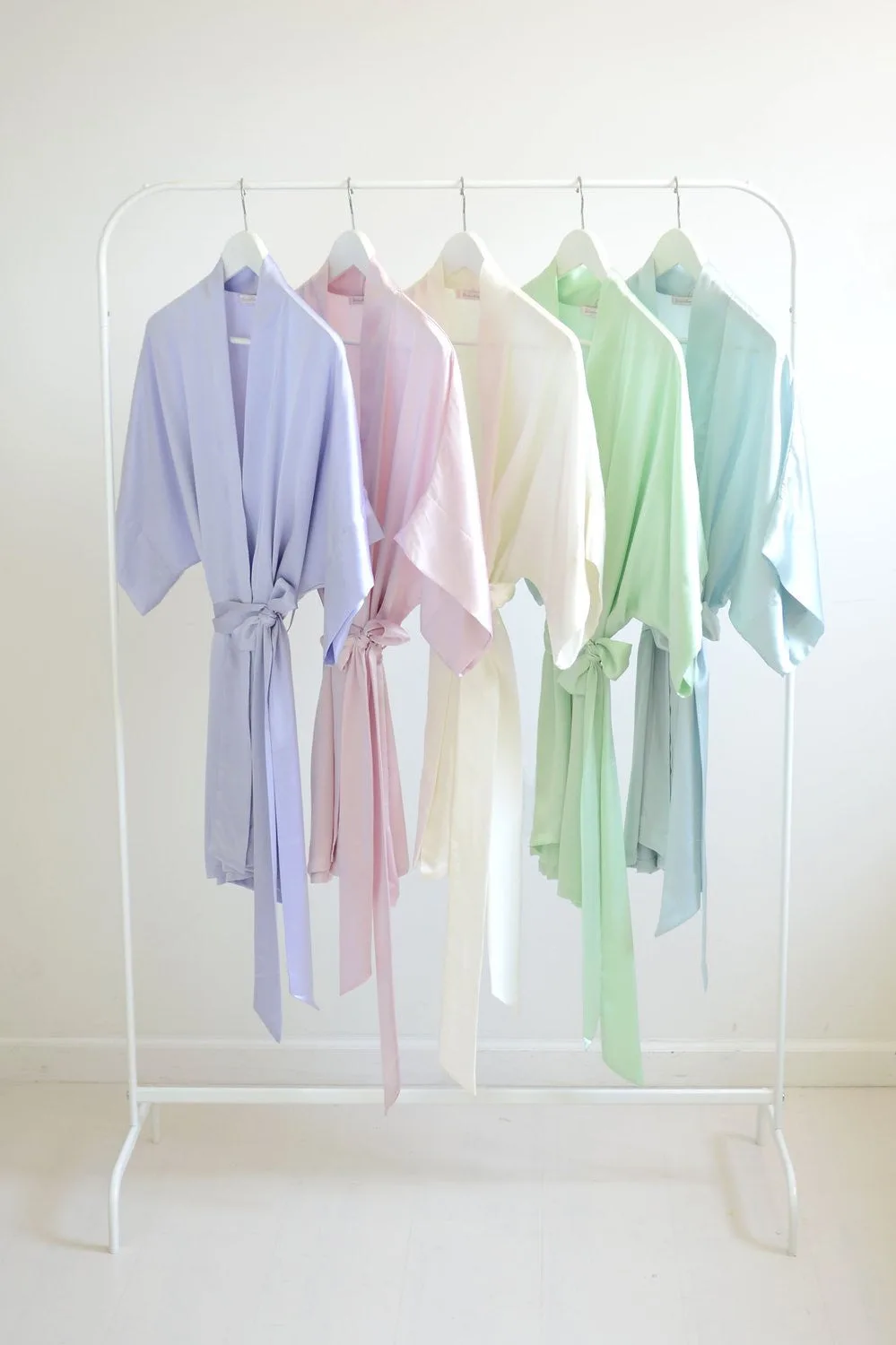 Samantha bridal silk kimono robe bridesmaids robes in Spring pastels