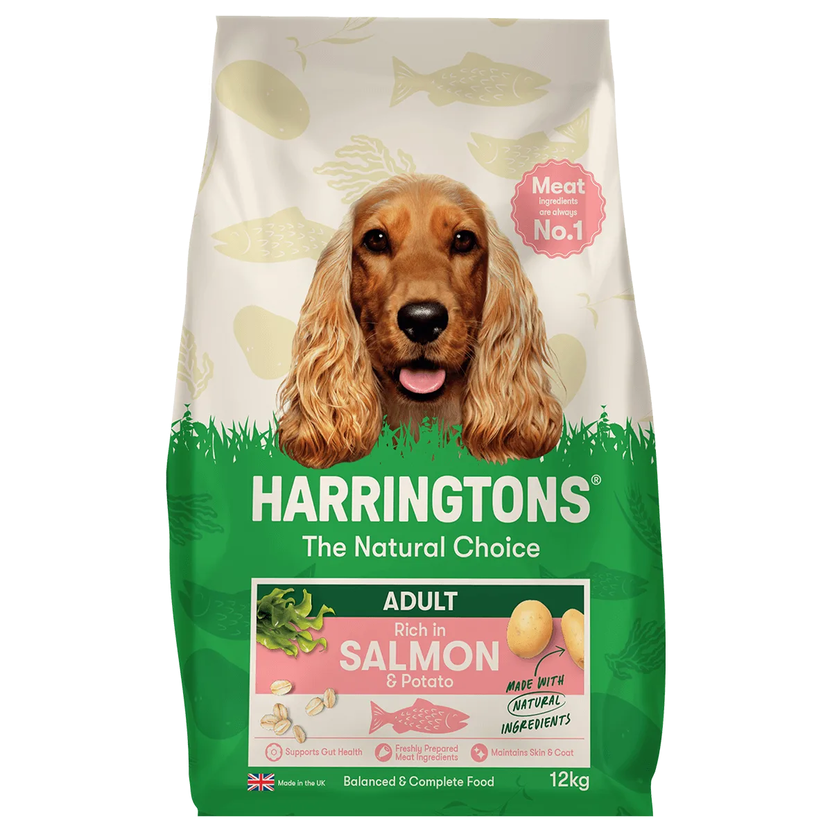 Cibo secco per cani adulti ricco di salmone e patate 12kg