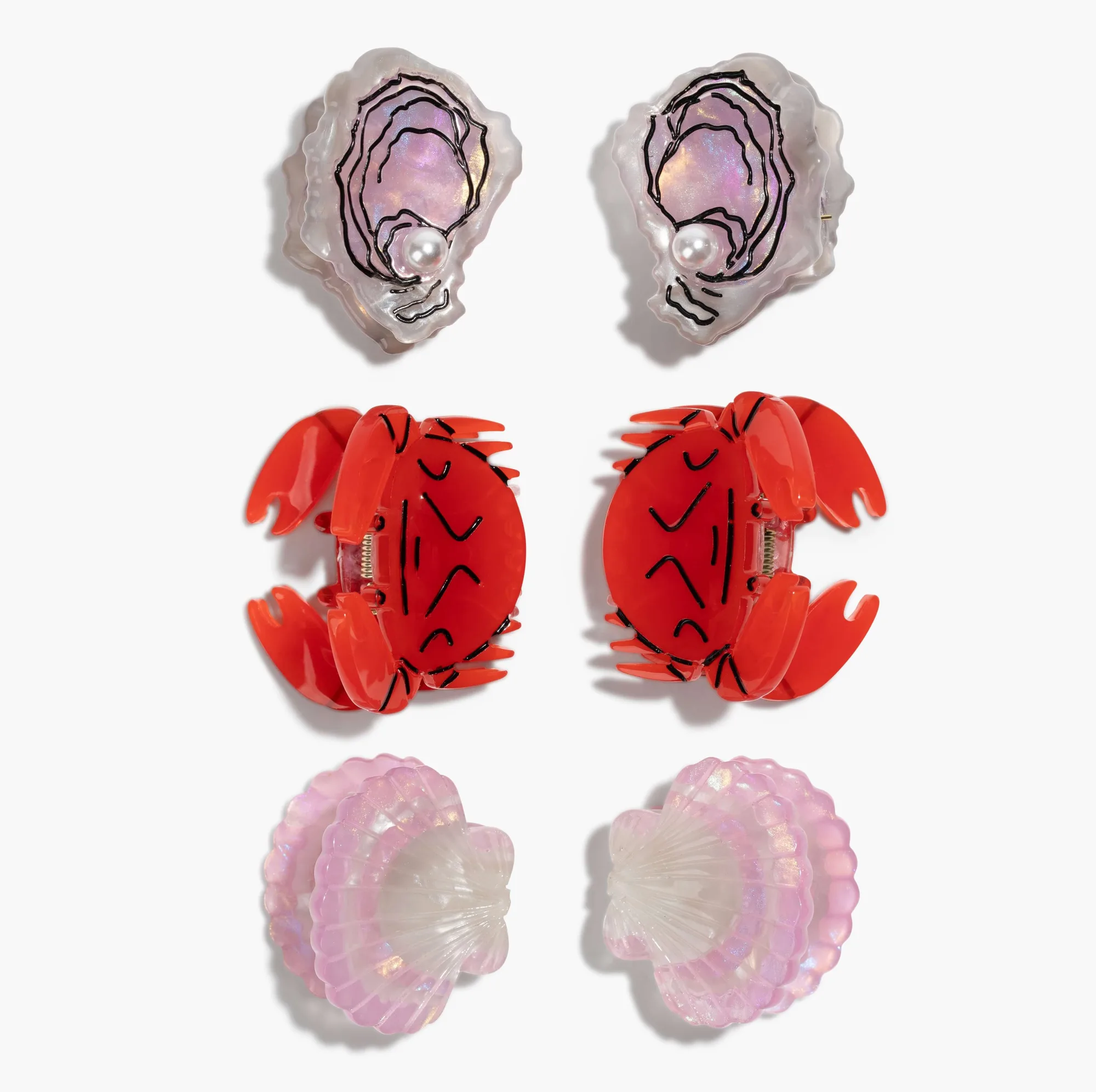Set di clip per capelli micro frutti di mare