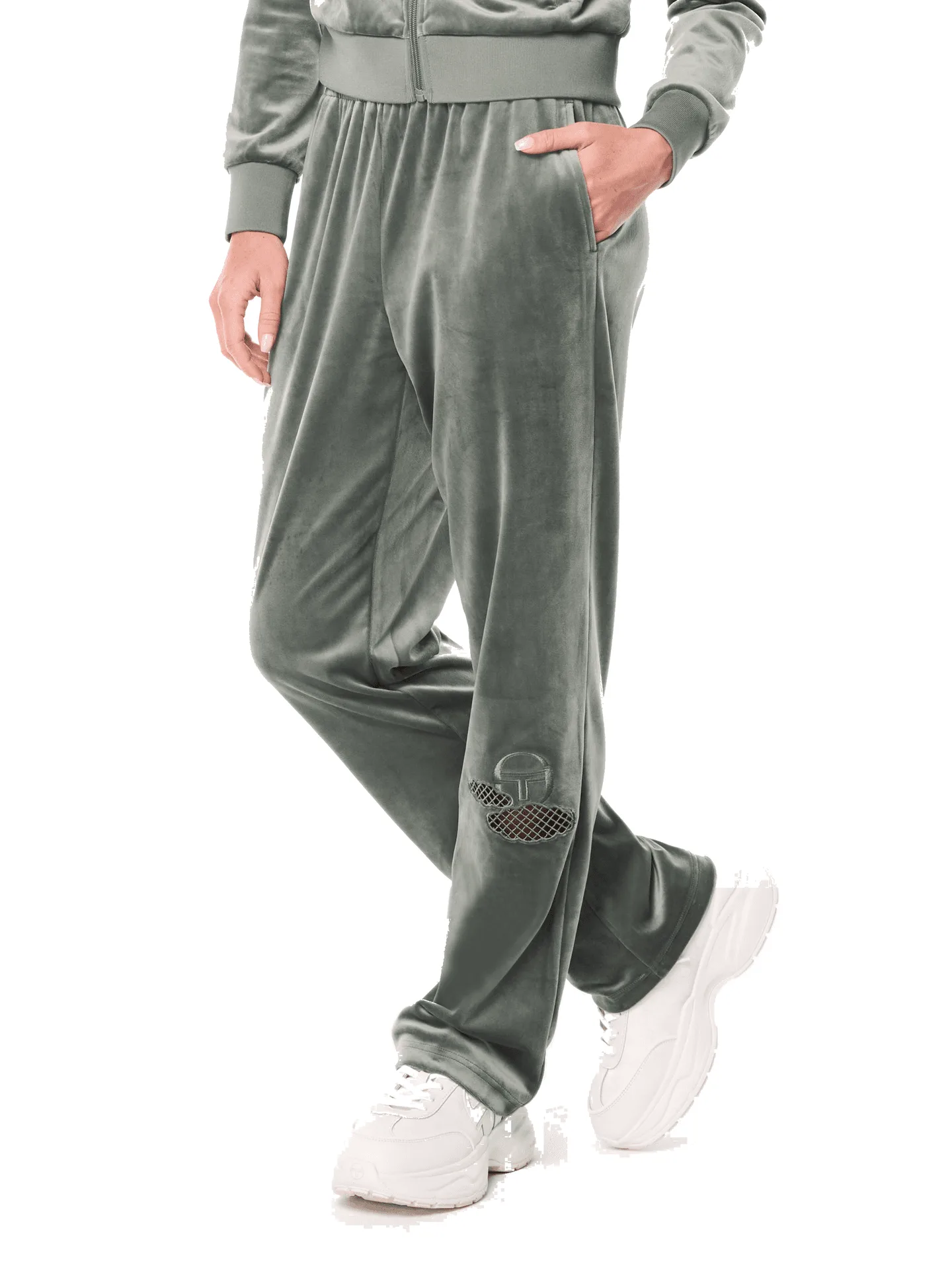 Nuvola Velour Track Pant-Agave Green