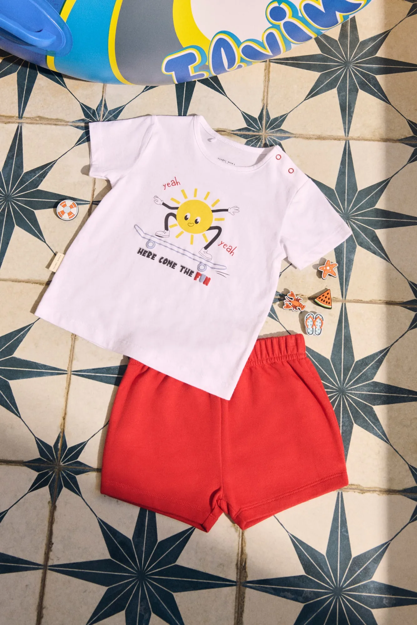 Conjunto bebé manga corta Here come the fun