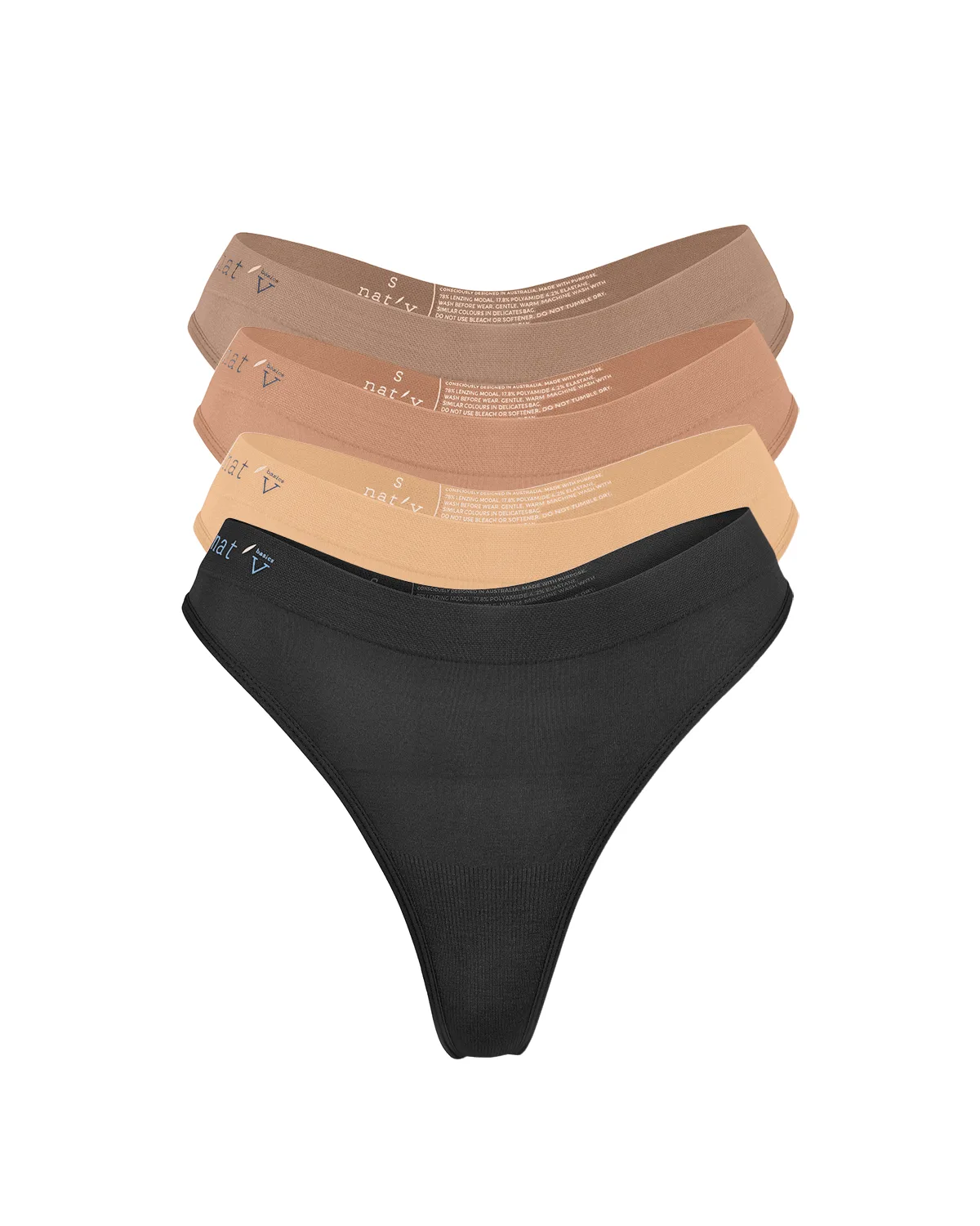 طقم G-String مودال شقي 4 قطع - عراة داكنة