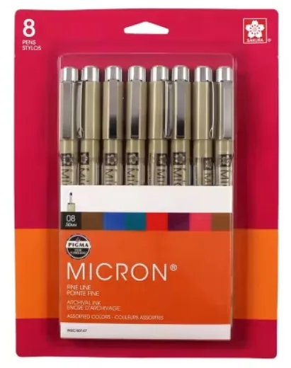 Sakura Pigma Micron 08 Pen Set Assorted Colors 8pk - 50147