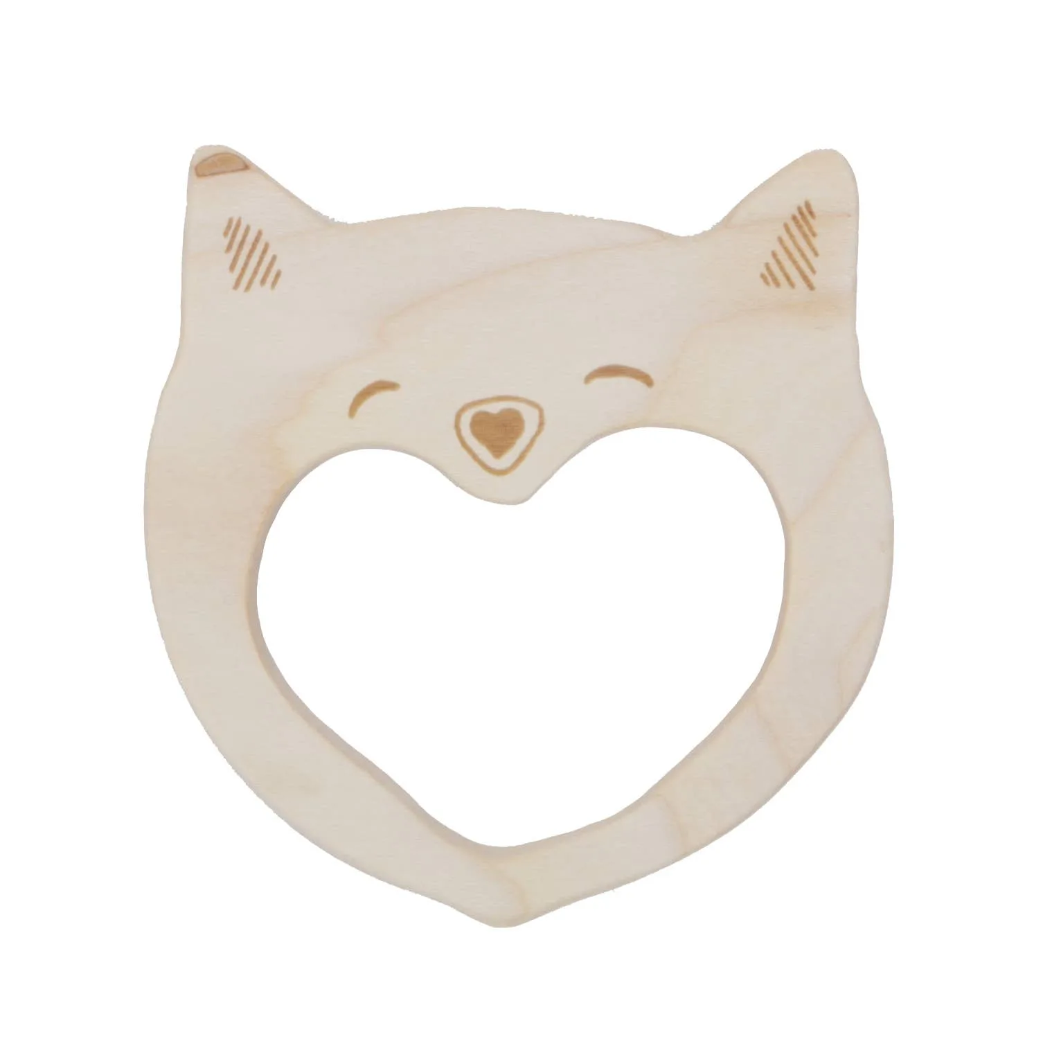 wooden teether - smily cat