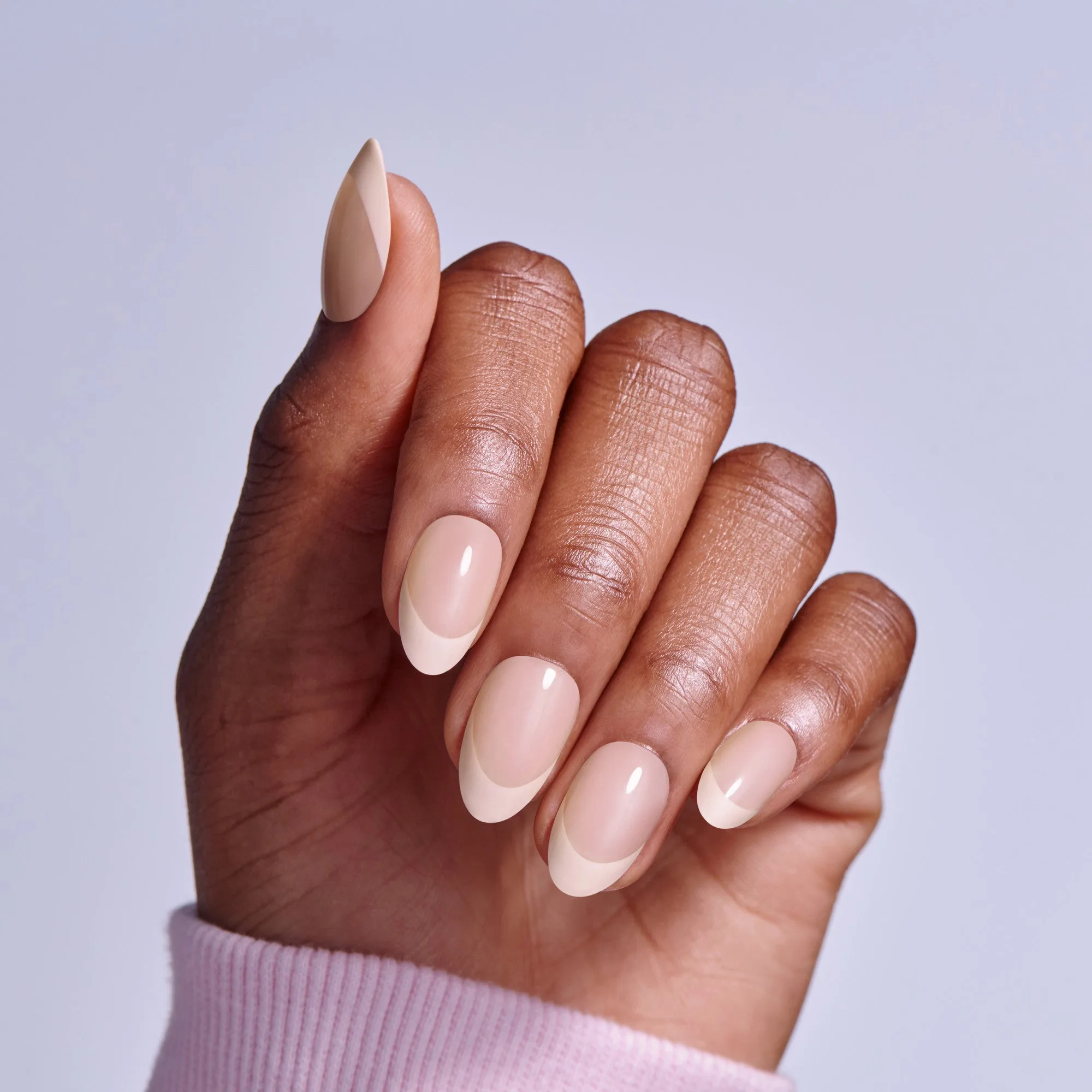 Kiss Core French Press On Fake Glue Nails - Dancing On Clouds | French Tips, Pink, Medium, Almond