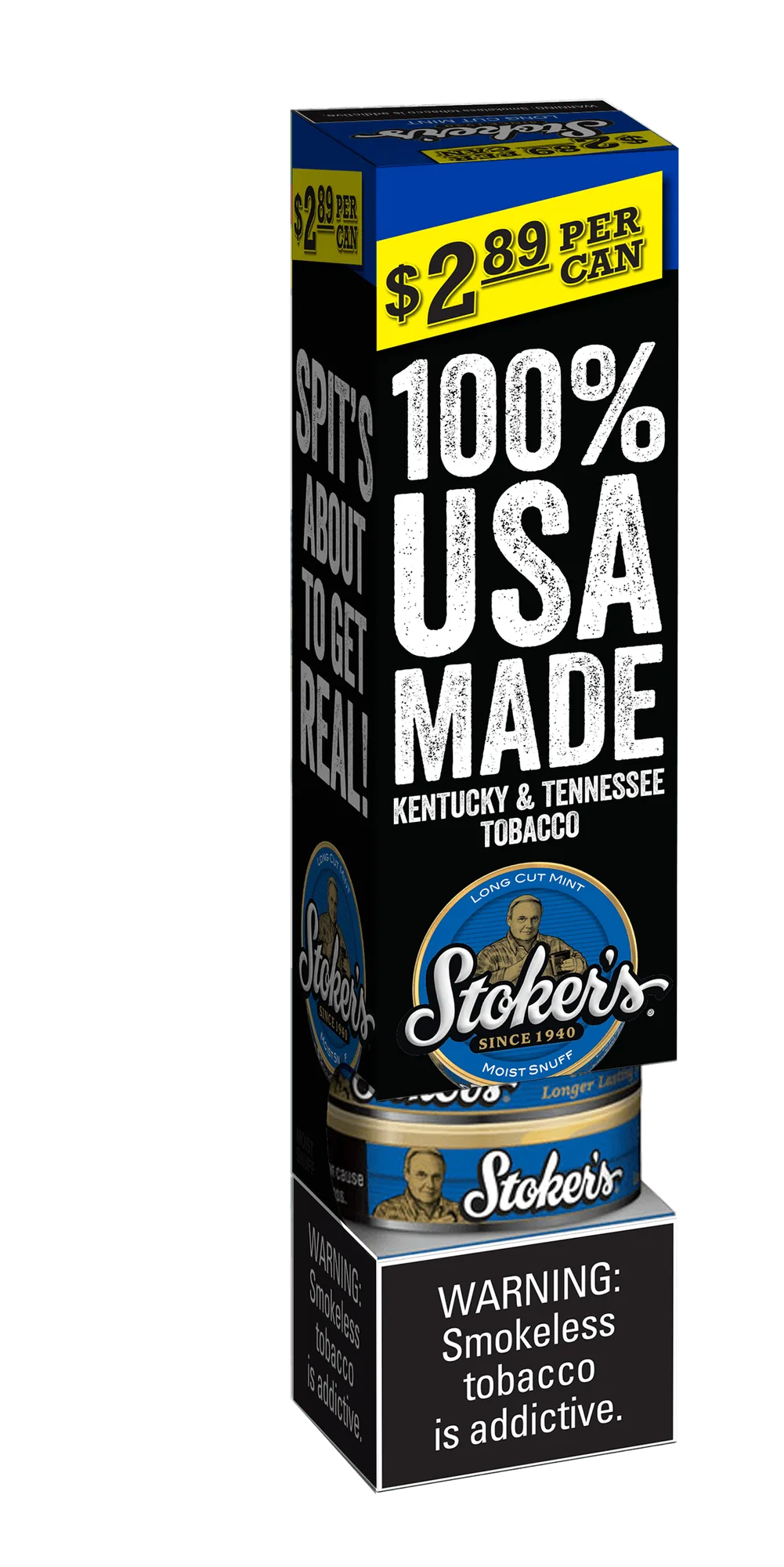 Boîtes de tabac à priser humide à la menthe Stoker's Long Cut - Prix pré-imprimé 2,89 €