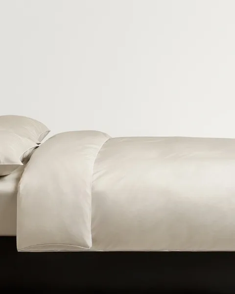 Percale Duvet Cover – Sand/White
