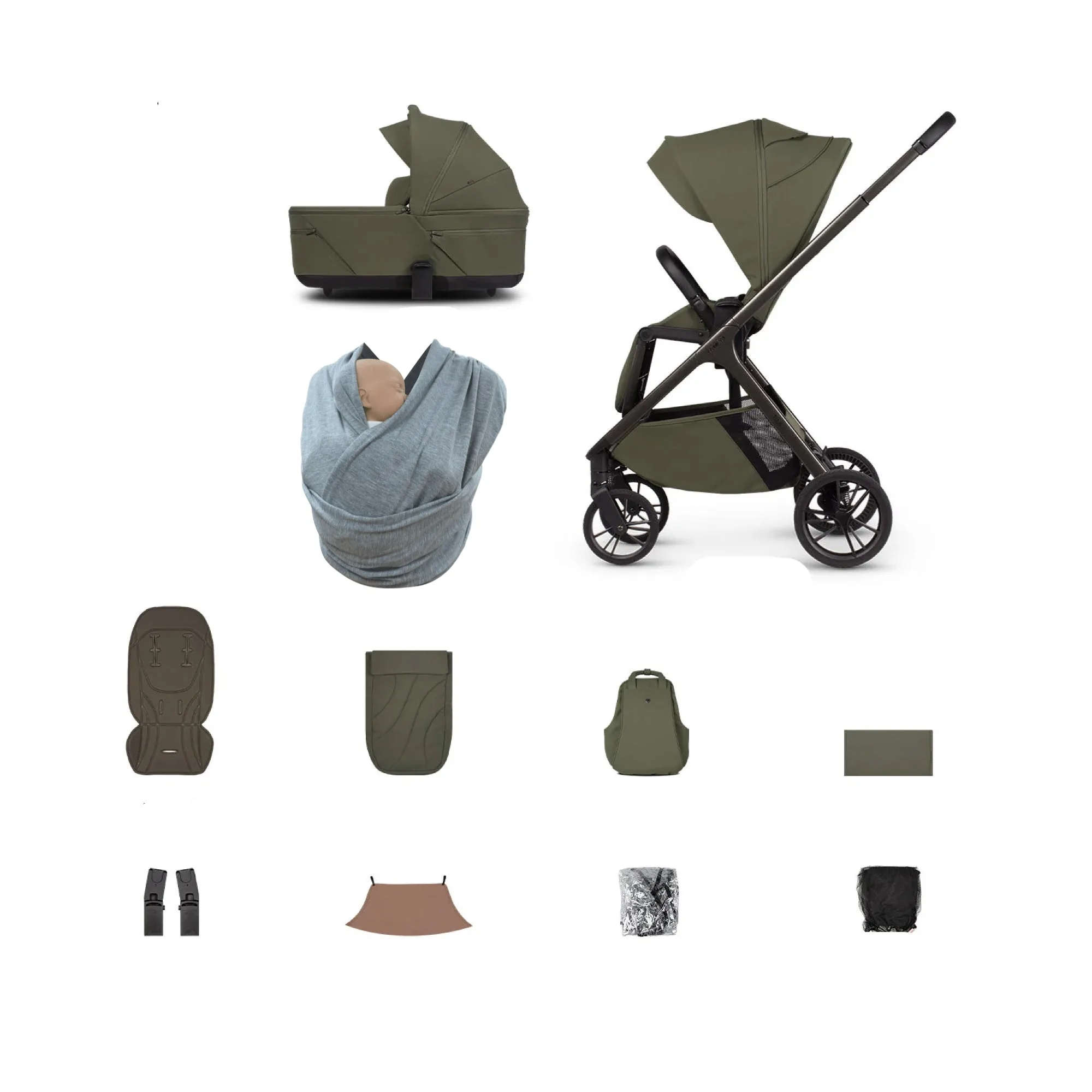 Venicci Tila Passeggino Bundle con Accessori - Oliva