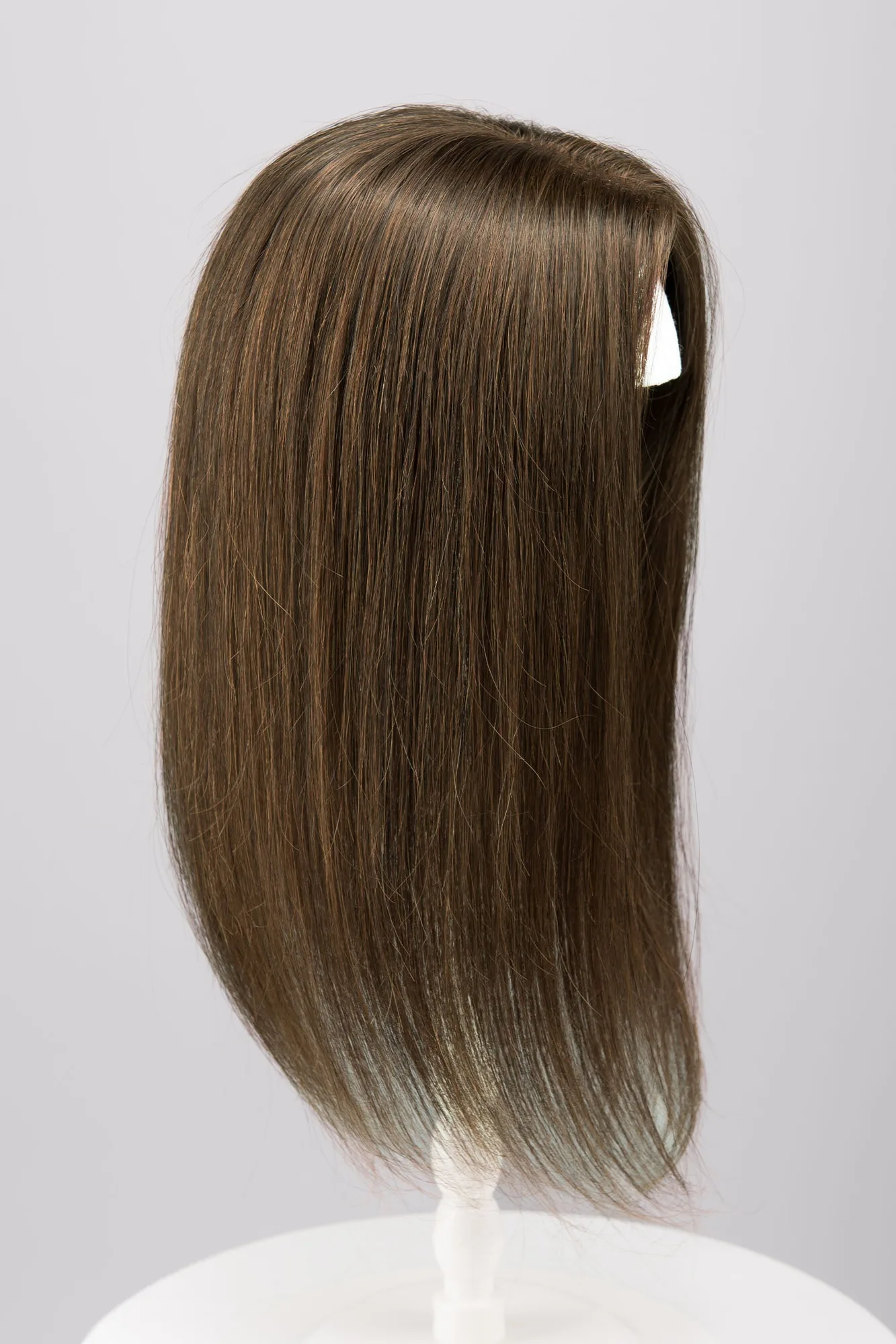 Topper en cheveux humains européens, mono top, brun foncé naturel, 14 pouces