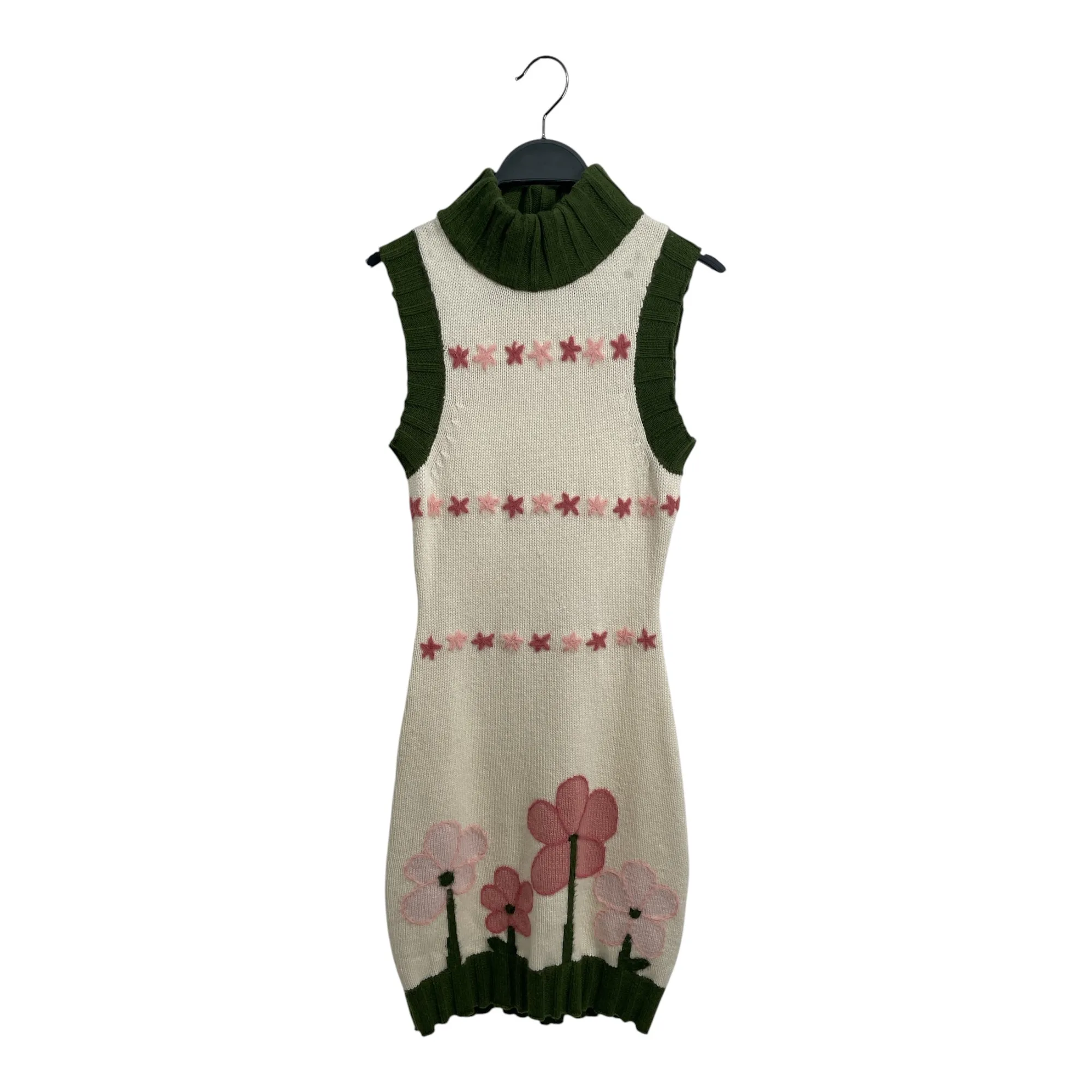 GUIZIO/Kleid/XS/Blumenmuster/Wolle/Creme/Gestricktes Kleid mit Blumenmuster
