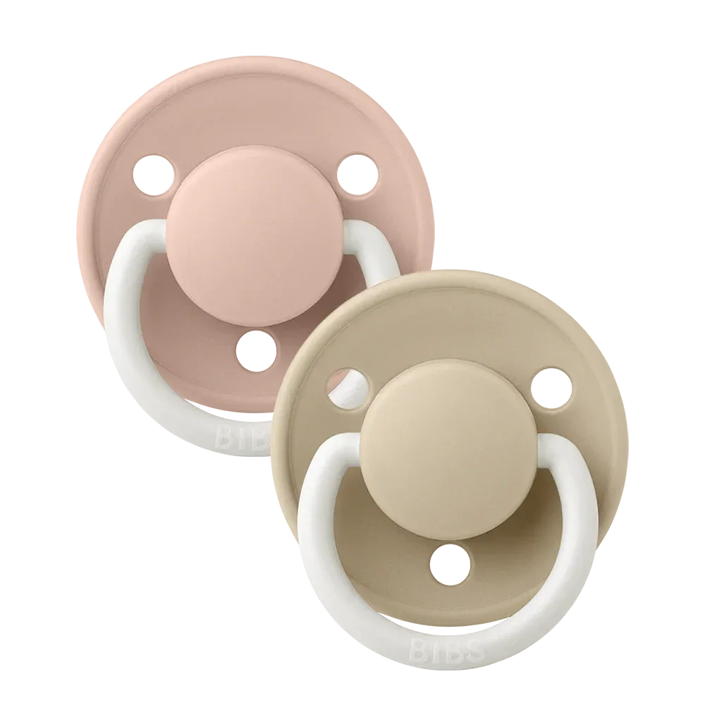 De Lux GLOW Pacifiers 2 Pack - Blush/Vanilla