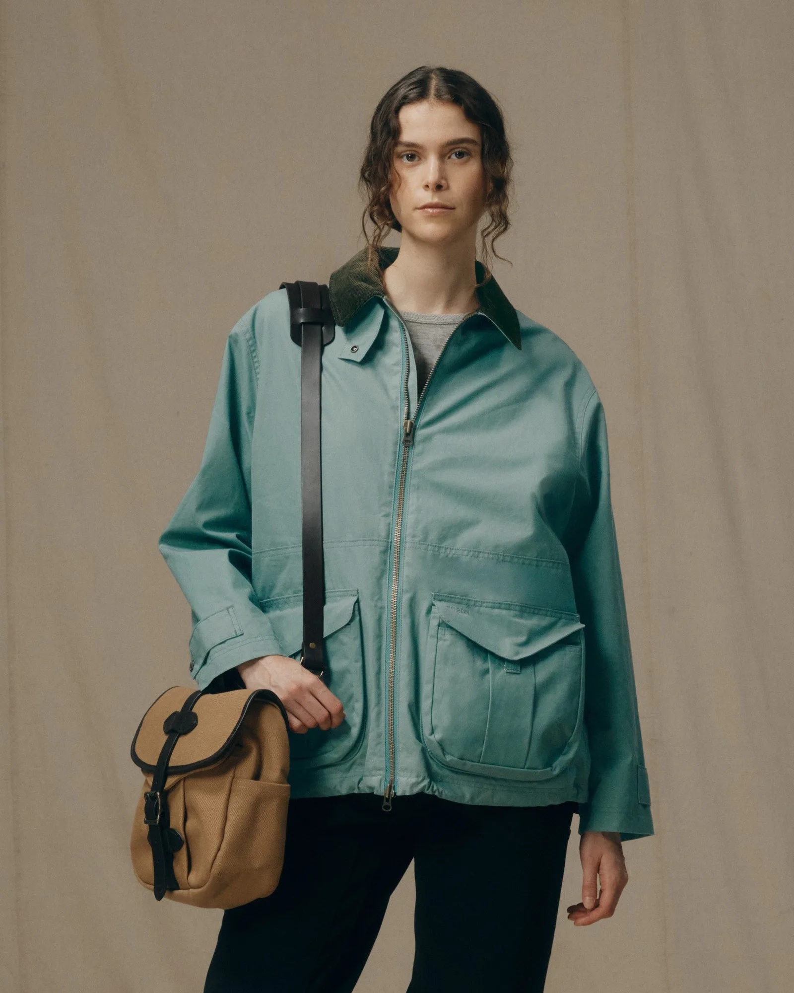 Impermeable de Tela de Cubierta para Mujer