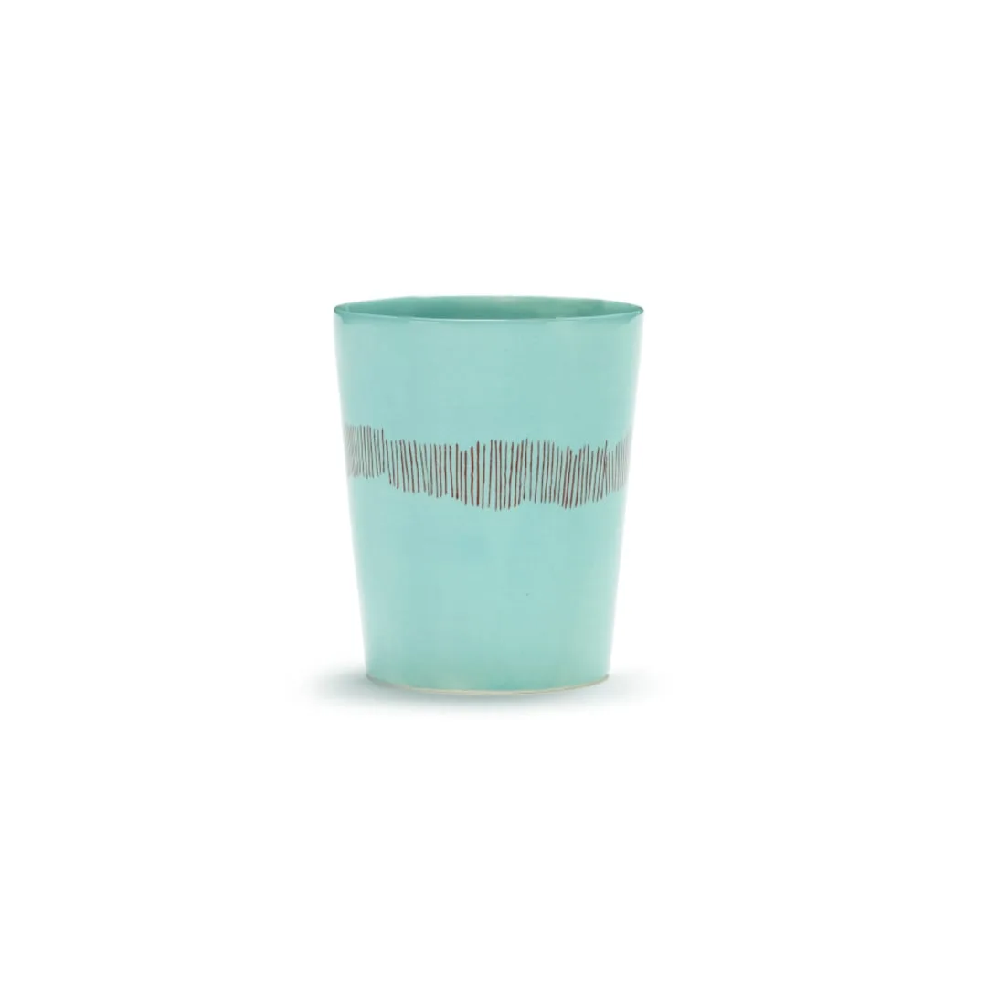 SERAX Feast - White salad bowl with blue stripes