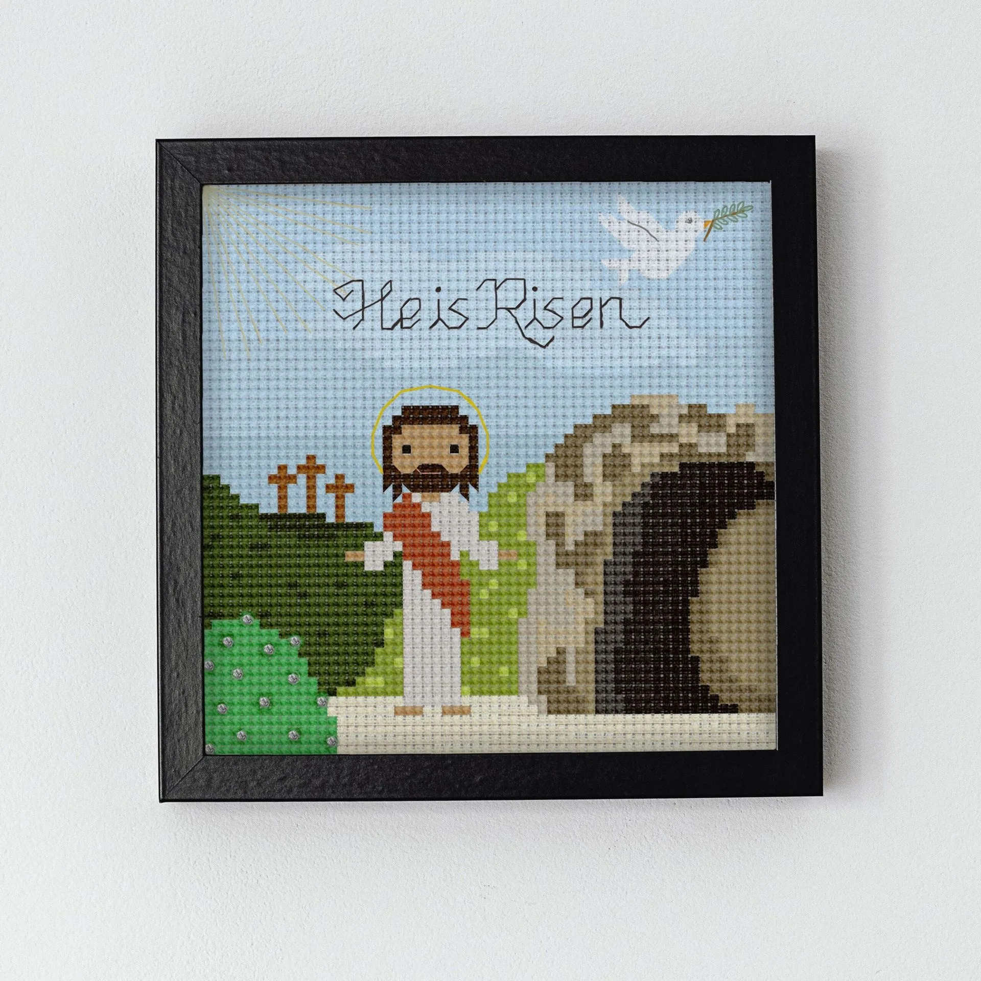 He Is Risen — Easter Cross-Stitch Pattern