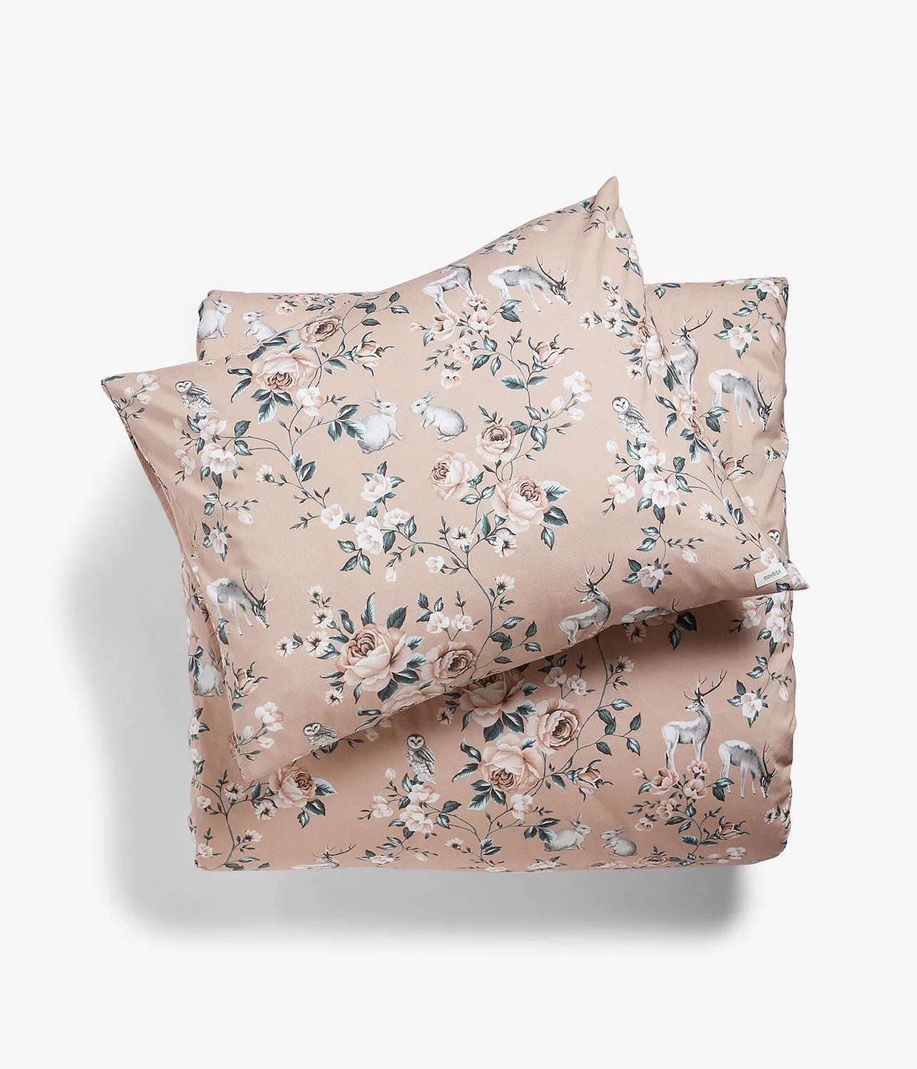 Kids pink forest print bedding set 140x200